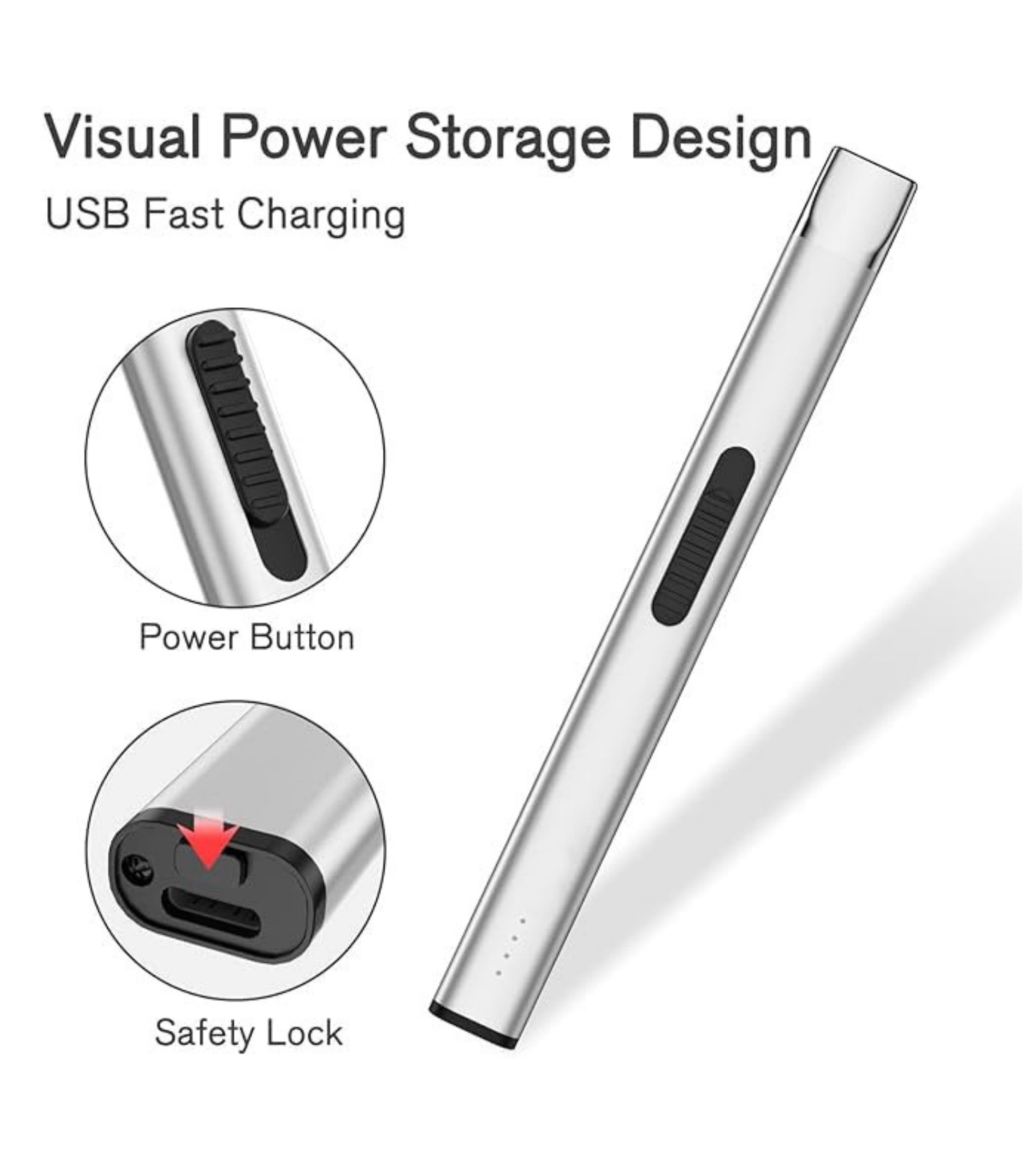 Premsons® Flameless USB Electric Lighter with Safety Lock – Rechargeable Arc Lighter for Candles, BBQ, Camping, Gas Stove & Birthday Use