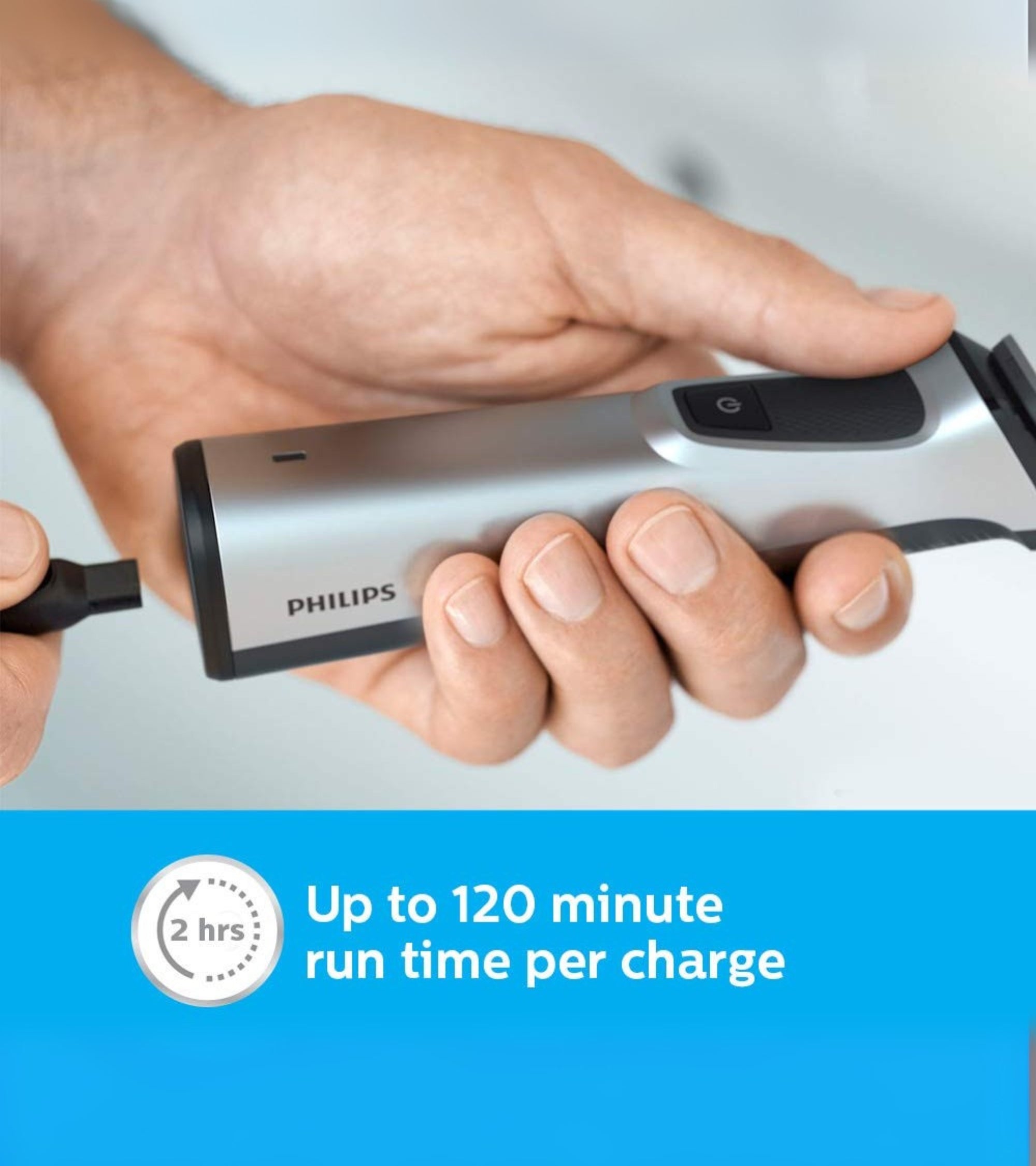 PHILIPS MG7715/15 Multigroom 7000 Series 13-in-1 Trimmer for Men | Face, Hair & Body Grooming Kit | 120 Min Runtime | Self-Sharpening Blades | Grey | Free Size