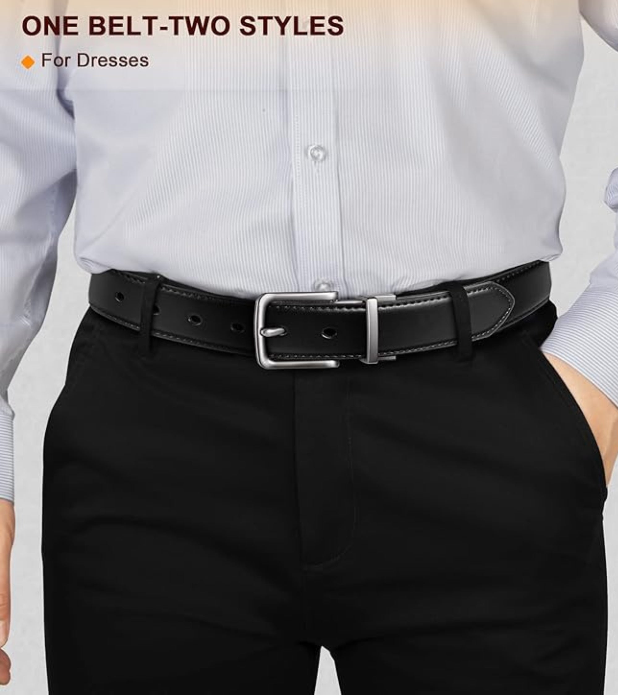 Premsons® Leather Black & Brown Reversible Belt for Men – Premium Quality Formal & Casual Wear Accessory with Stylish Dual-Color Design and Elegant Metal Buckle – Size 44