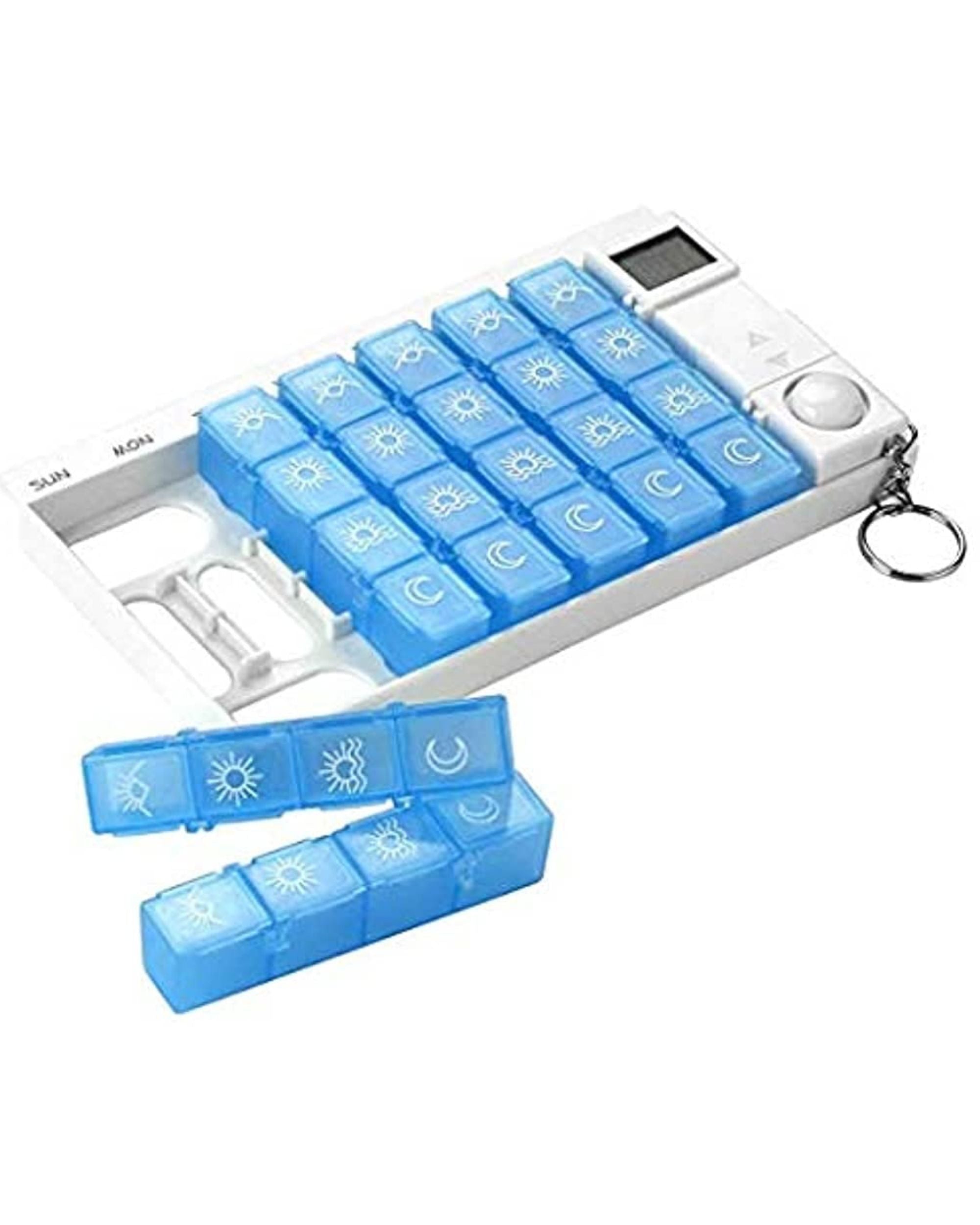 Premsons® Medicine Box with Alarms | 7-Day Automatic Pill Dispenser | Weekly Tablet Organizer with 28 Compartments & 4 Daily Reminders | Pill Storage Box | White