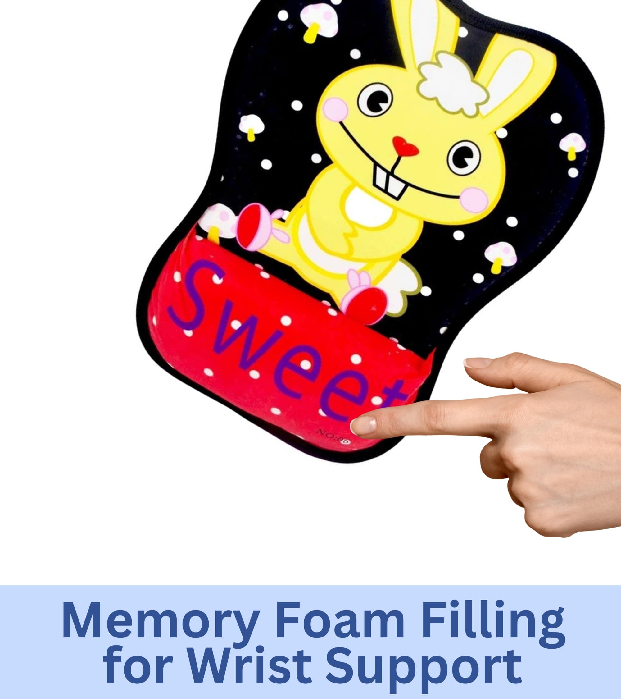 Premsons® Rabbit Mouse Pad with Wrist Support, Ergonomic Gaming Mouse Pad Pain Relief, Portable Comfortable Mousepad for Computer, Laptop, Office & Home