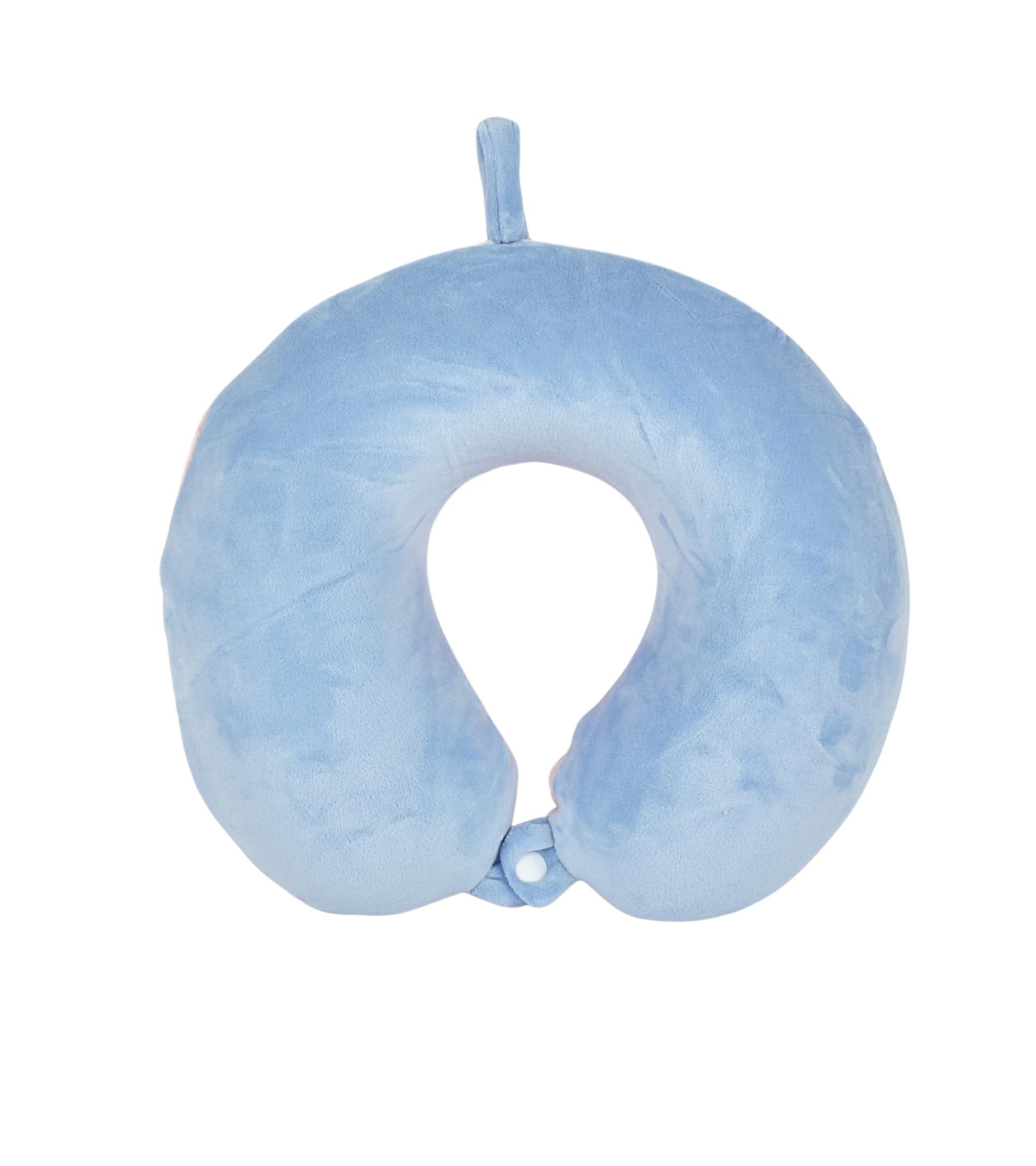 Cushy® Travel Neck Pillow with 360-Degree Head Support - Memory Foam Luxury Soft Pillow for Sleeping Rest - Home Travel Airplane Car - Smiley Printed, Pink & Blue