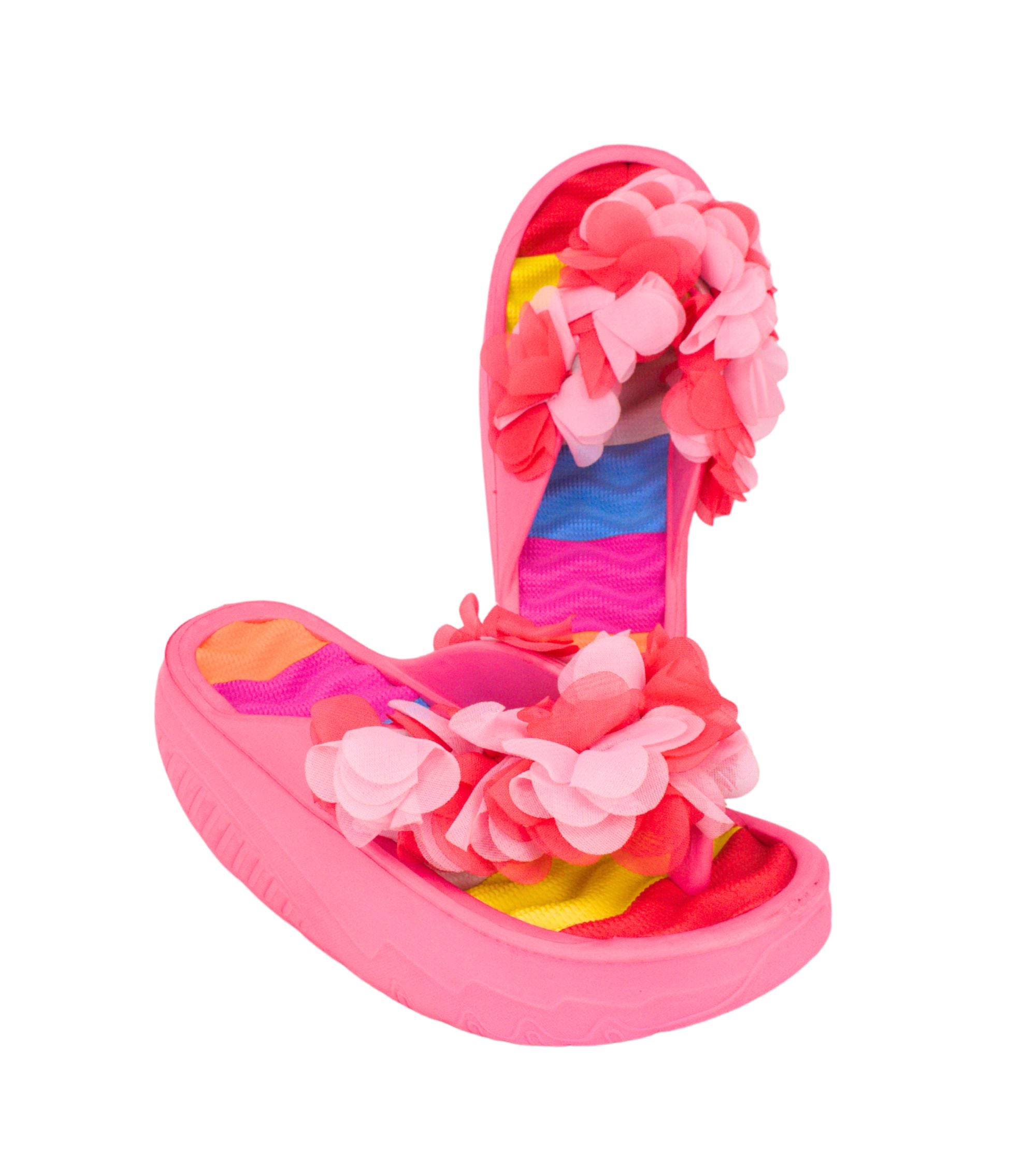 Premsons® Women's Floral Wedge Sandals - Casual Platform Beach Vacation Footwear - Flip Flop Slippers for Pool Holidays