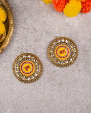 Premsons® Golden Round Royal Shubh Labh Set – Premium Wall & Door Décor for Pooja, Diwali & Festive Home Celebration