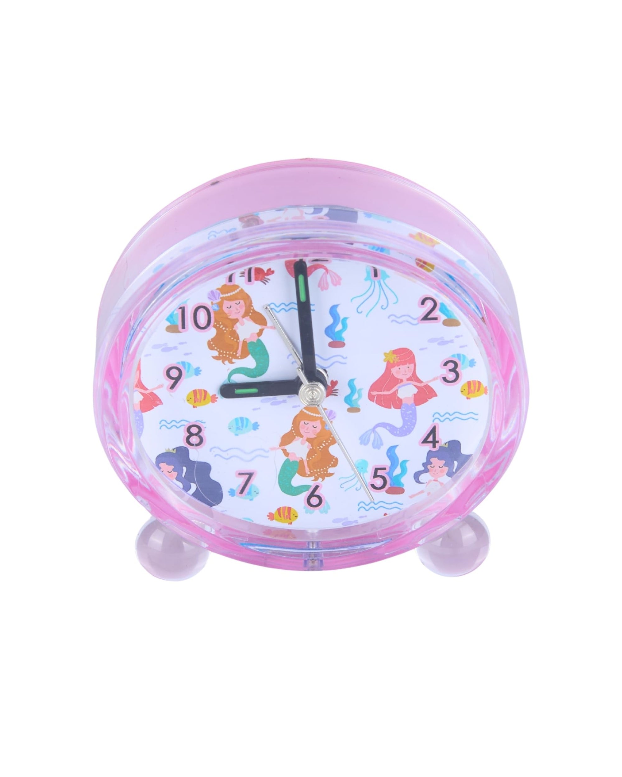 Premsons® Table Clock for Kids - Girls Bedroom Beep Alarm Clock - Loud Bell Alarm for Children Study Table - Bed Watch for Heavy Sleepers - Mermaid Design - Oval Shape - Assorted Colours