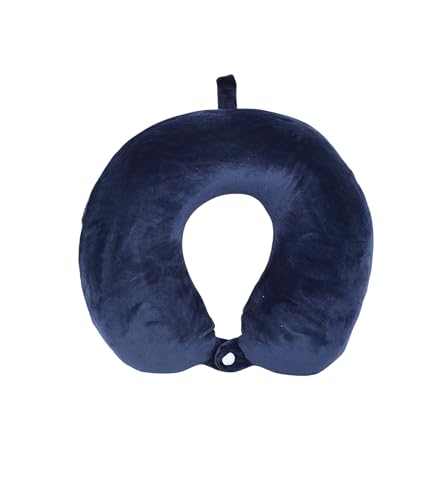 Cushy® Travel Neck Pillow with 360-Degree Head Support - Memory Foam Luxury Soft Pillow for Sleeping Rest - Home Travel Airplane Car - Plain, White & Light Blue