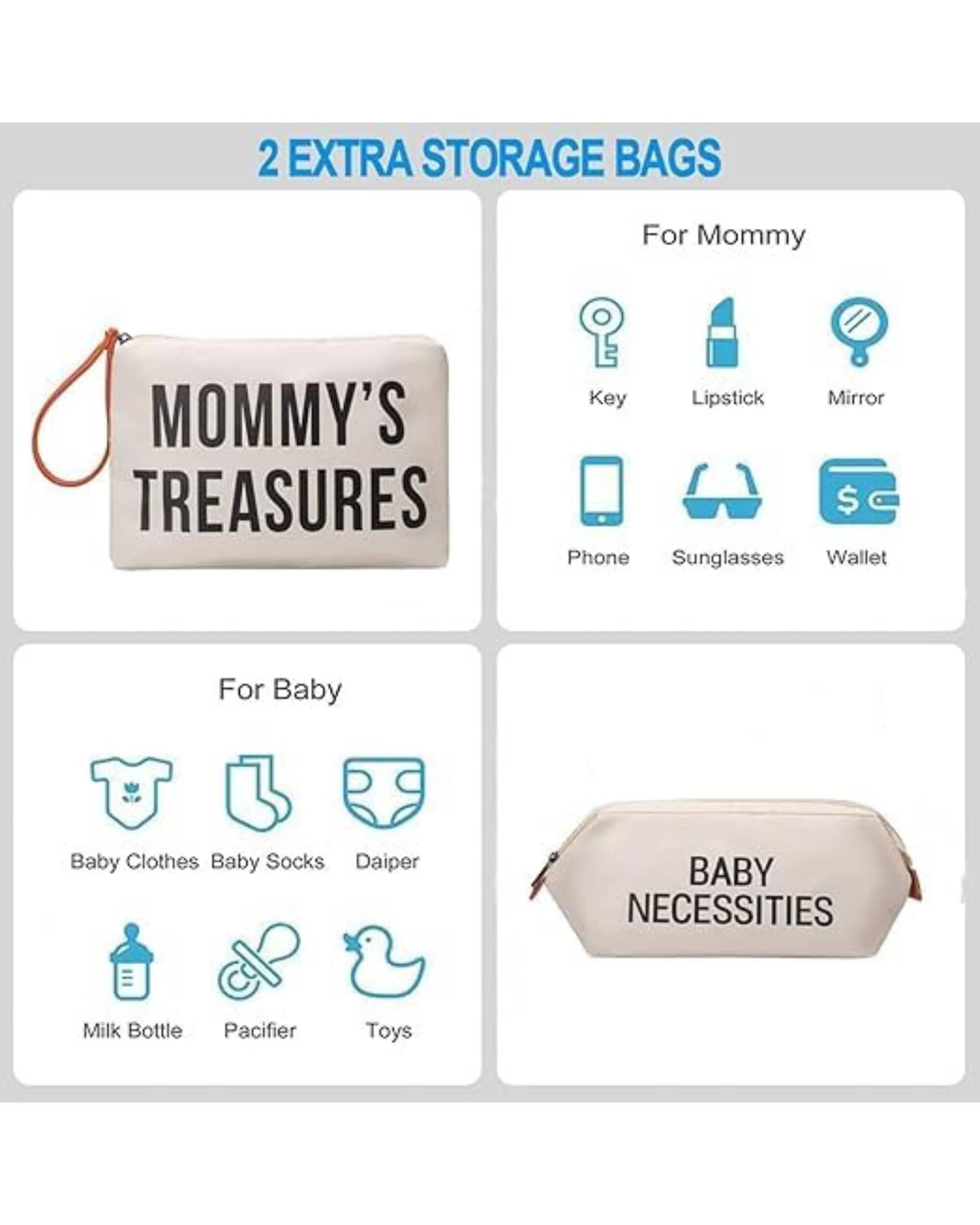 Premsons® Mommy Tote Bag | Large Diaper Bag with 2 Removable Organizing Pouches | Stylish & Spacious Baby Essentials Travel Bag for Moms