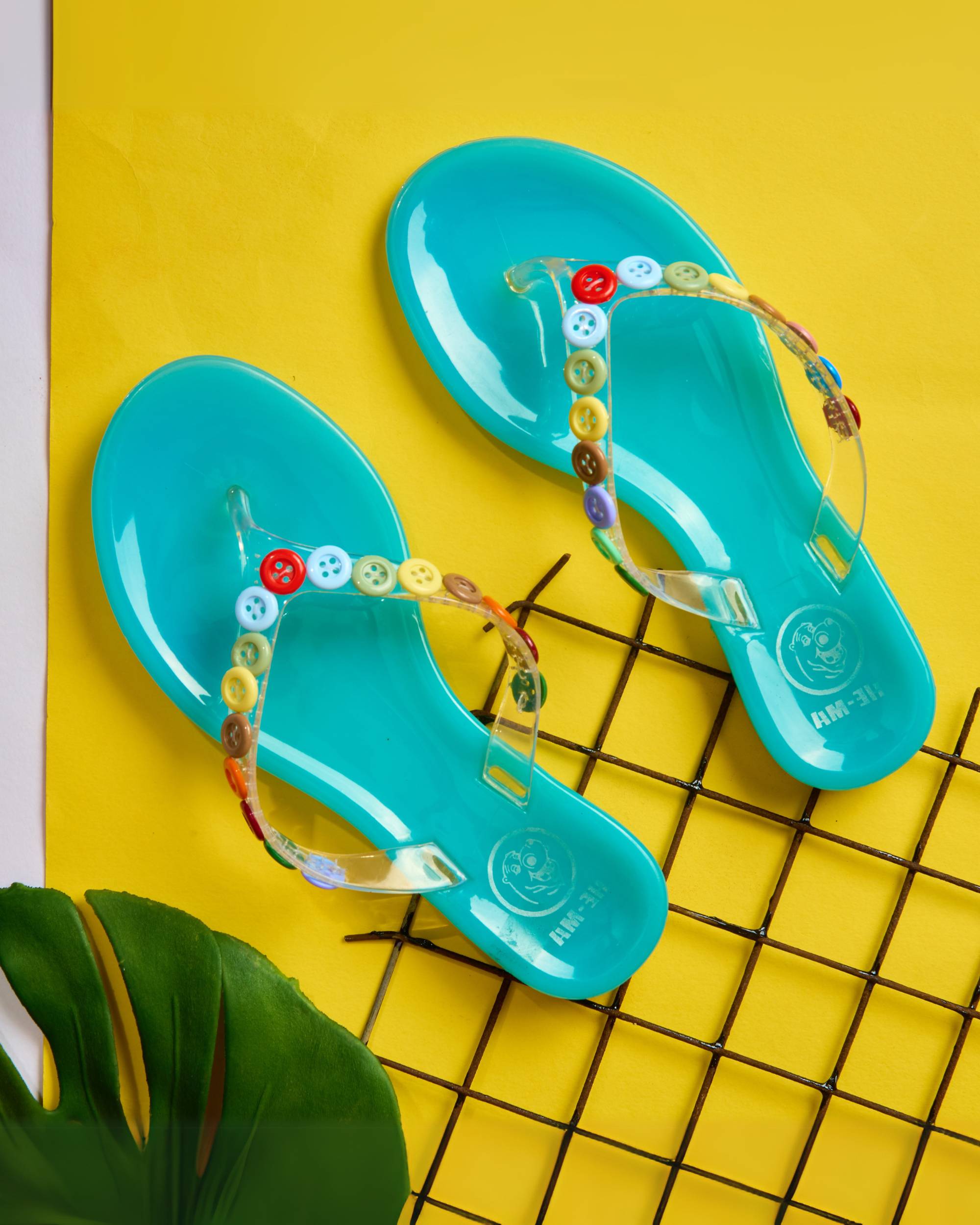 Premsons® Girls Fancy Slippers with Rainbow Button - Stylish Sandals for Kids | Comfortable & Durable Footwear | Cute Dailywear Sandals for Girls