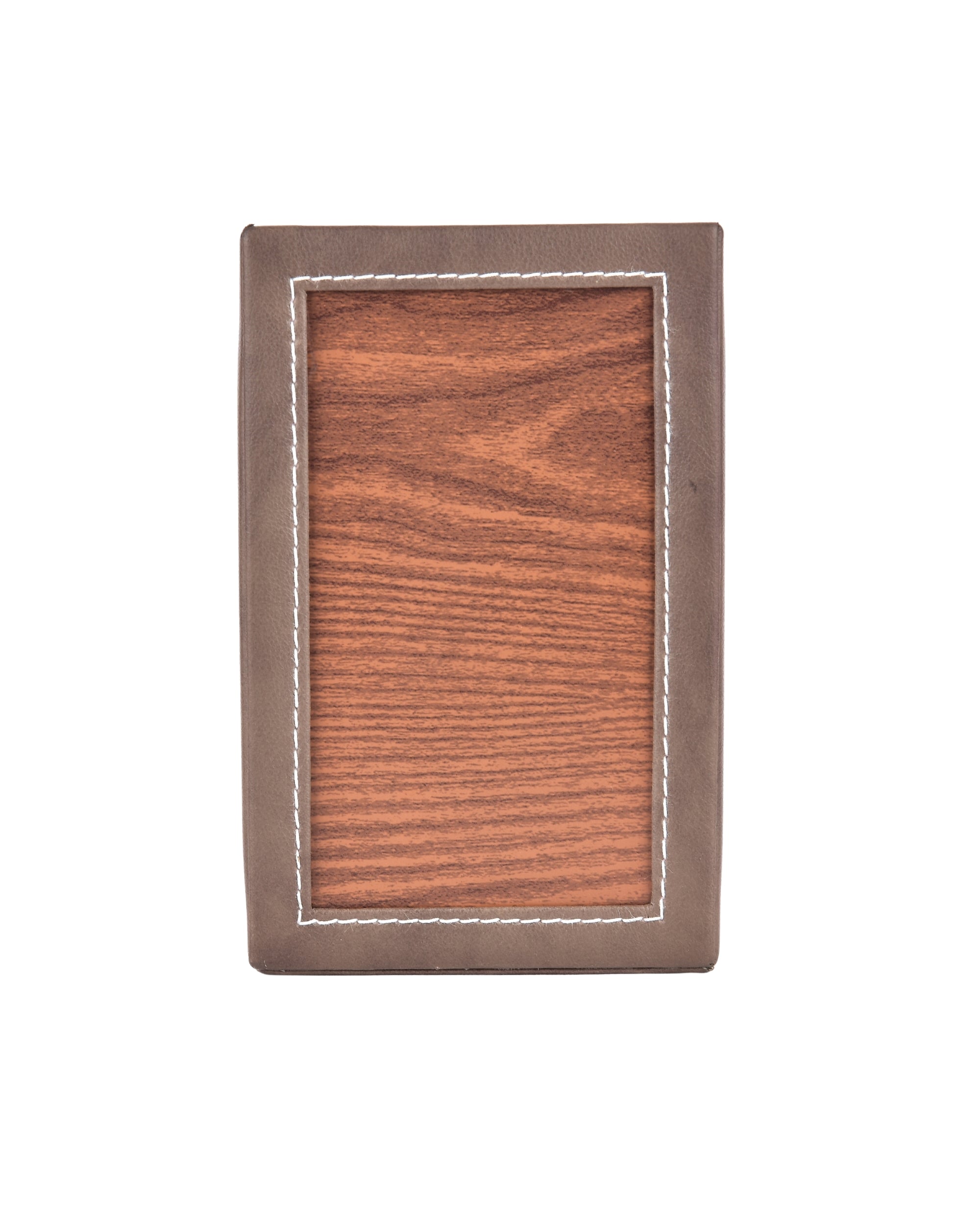 Premsons® Remote Holder Artificial Leather with Wooden Finish – 4 Section Tabletop Organizer for TV, AC & Office Desk Accessories – Compact & Stylish Storage Solution for Home & Office