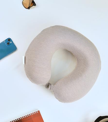 Cushy® Travel Neck Pillow with 360-Degree Head Support - Memory Foam Luxury Soft Pillow for Sleeping Rest - Home Travel Airplane Car - Plain, White & Black