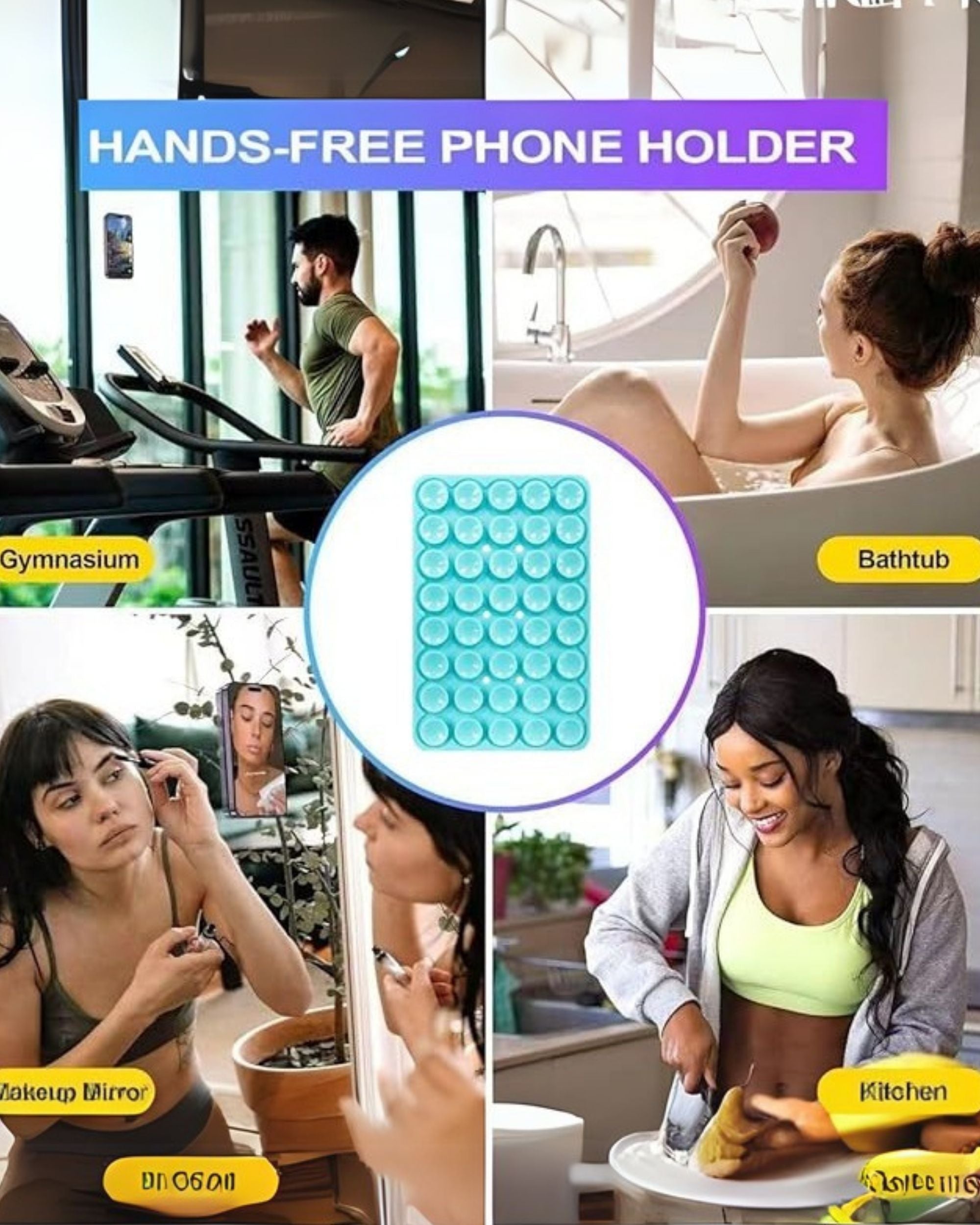 Premsons® StickyGrippy Suction Phone Case Mount – Silicone Adhesive Holder for iPhone & Android | Hands-Free Mirror & Shower Stand, Fidget Toy for Videos, Selfies & More