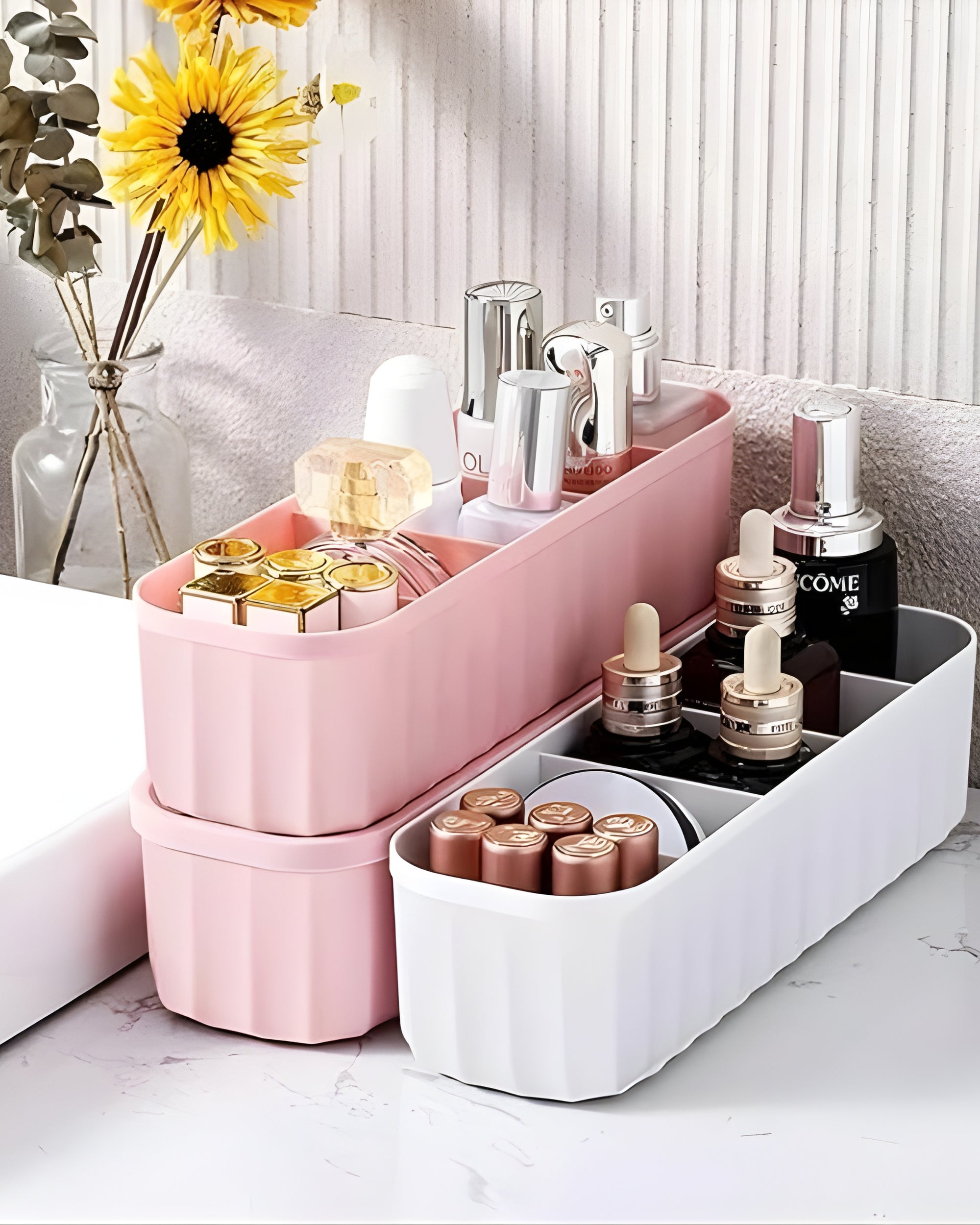 Premsons® 5 Compartments Stackable Plastic Storage Box – White | Multi-Purpose Organizer for Stationery, Jewelry, Craft & Household Items