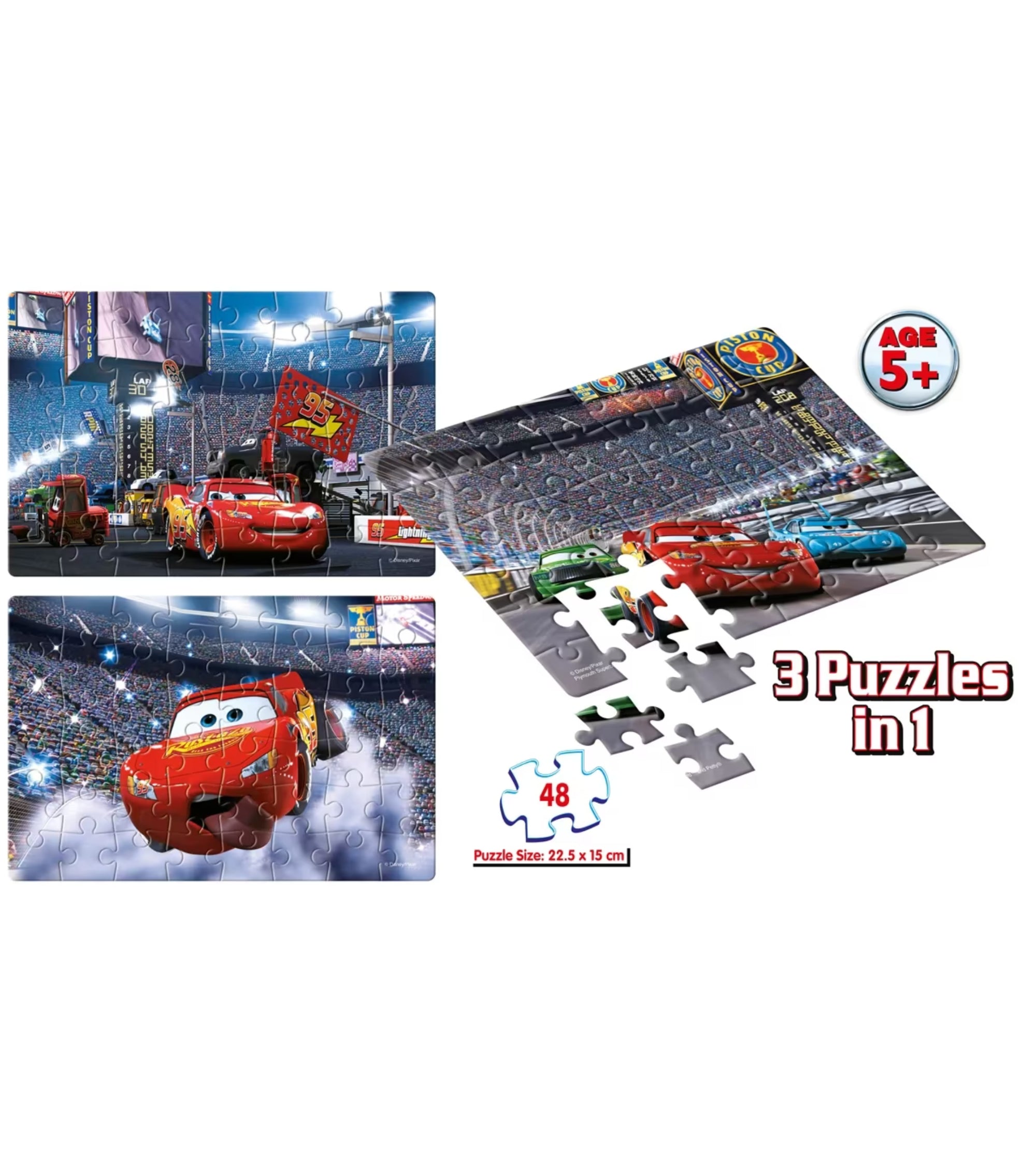 Frank Pixar Cars 3 – 3-in-1 Jigsaw Puzzle for Kids 5+ Years | 48-Piece Fun & Educational Brain Booster Game for Focus & Memory