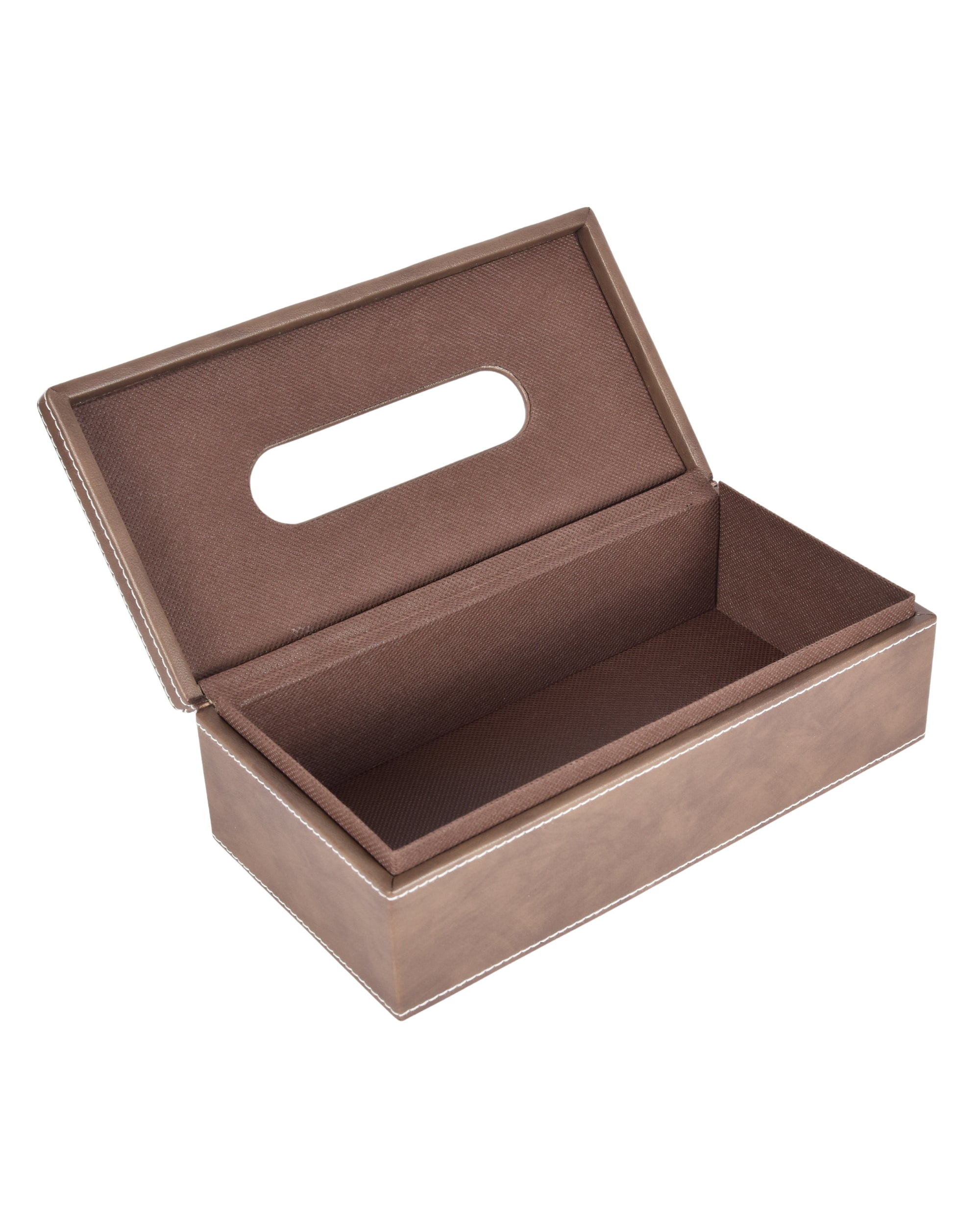 Premsons® Classic Rectangular Tissue Holder – Elegant Leatherette Tissue Box with Wooden Top Finish for Home, Office & Car – Stylish, Durable & Functional Tissue Dispenser for Everyday Use(Brown)