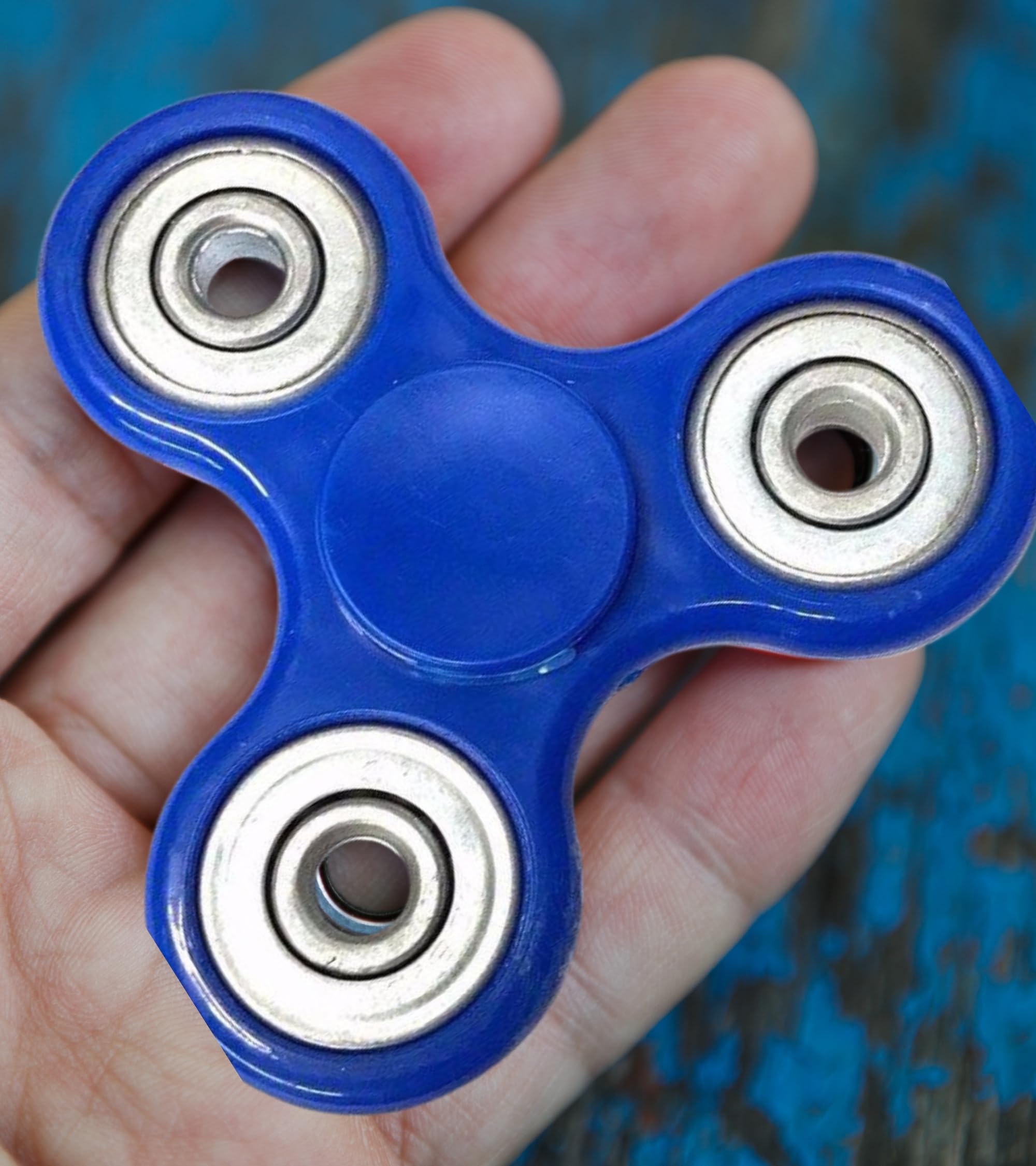 Premsons® Hand Spinner Desk Toy - High Speed Smooth Finger Spin Sensory Fidget Stress Relief Game Play for Kids & Adults - Birthday Party Gift - Four Bearing - Dark Blue + Silver Bearing
