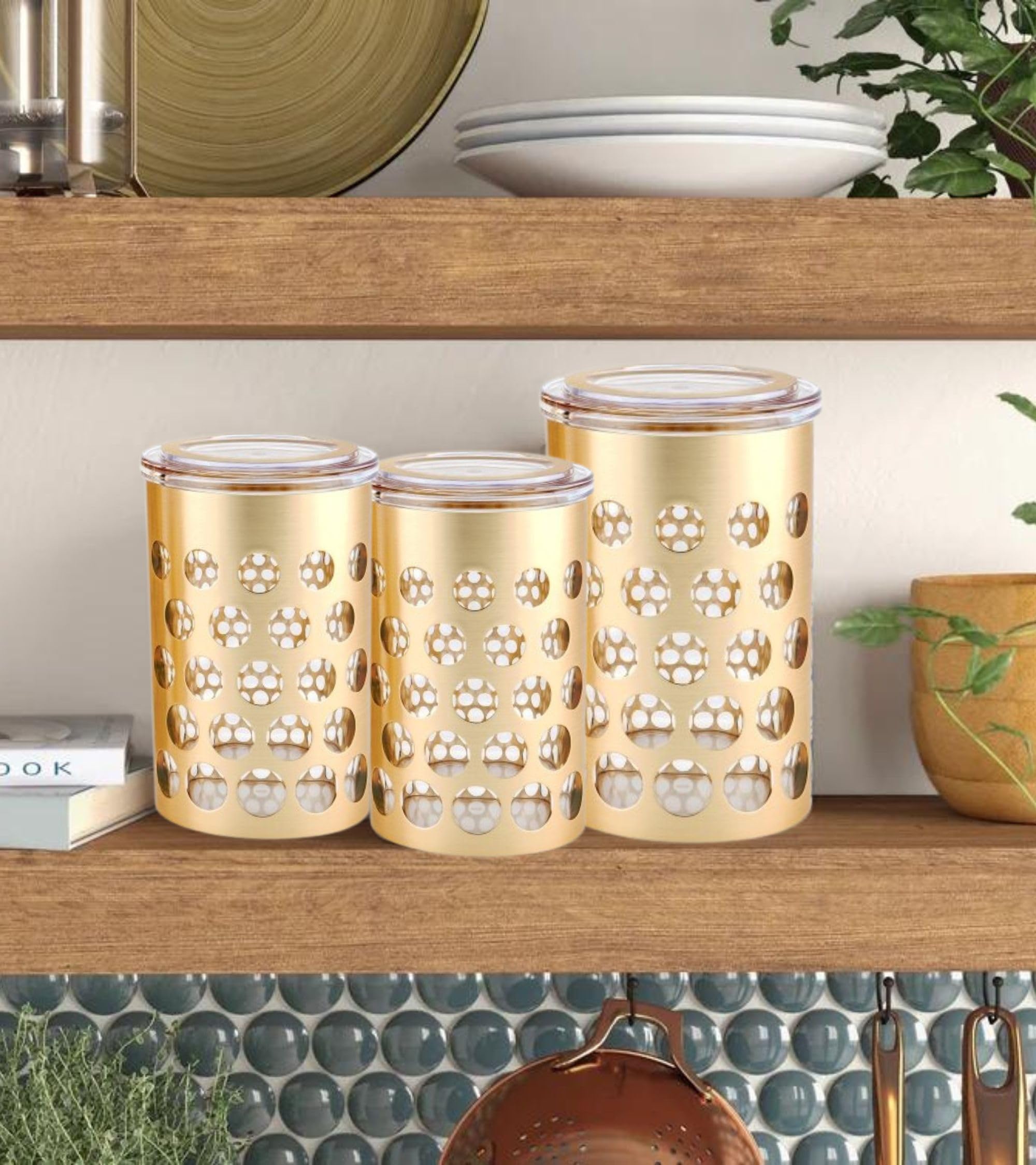 Premsons® Airtight Polka Dot Jar | Stylish Large Kitchen Storage Container for Tea, Sugar, Spices, Coffee & More