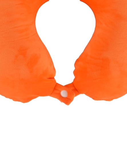 Cushy® Travel Neck Pillow with 360-Degree Head Support - Memory Foam Luxury Soft Pillow for Sleeping Rest - Home Travel Airplane Car - Plain, Orange