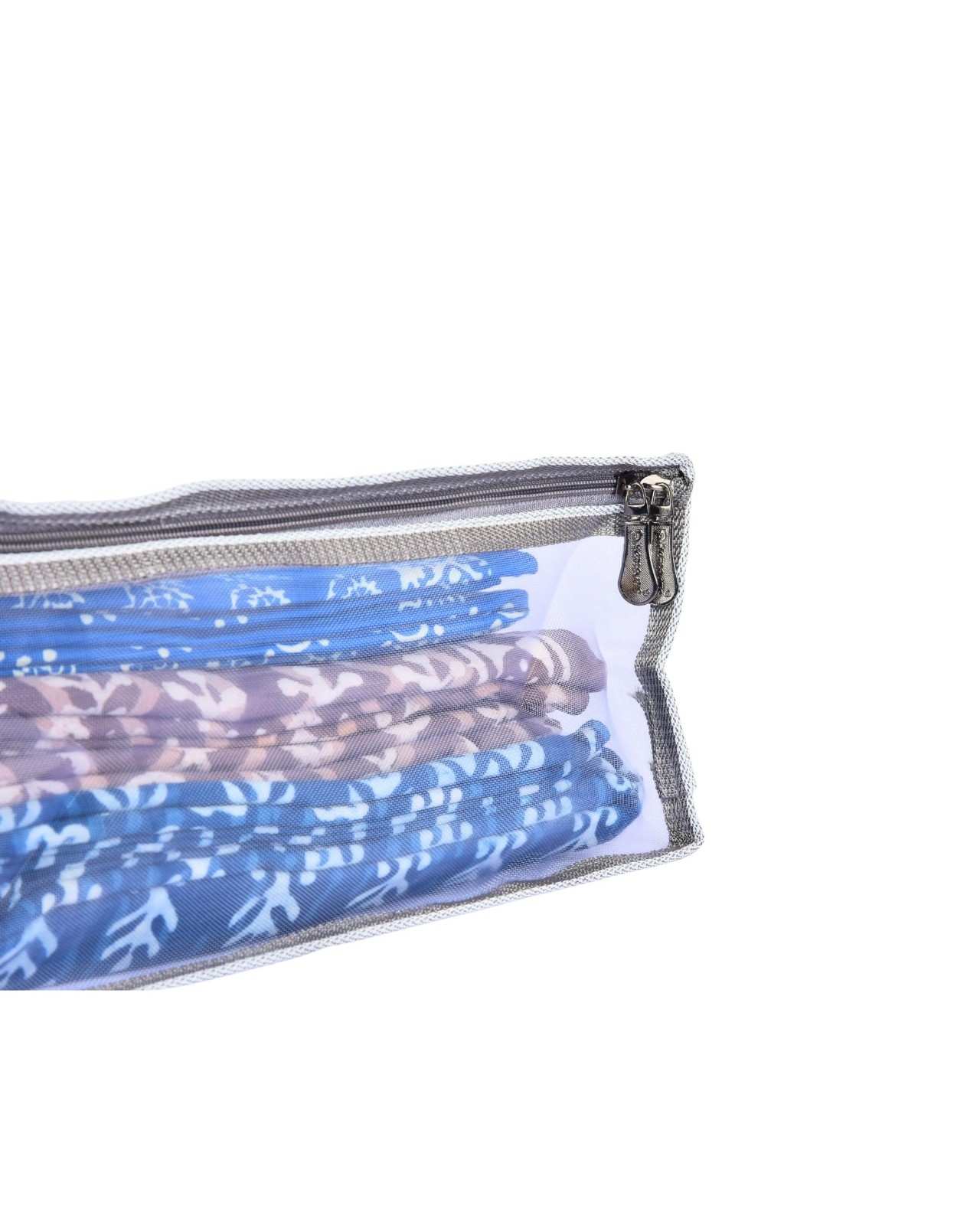 Premsons® Net Saree Cover with Zip | Durable & Foldable Storage Organizer for Wardrobe | Protects from Dust & Moisture | Pack of 2 | Grey