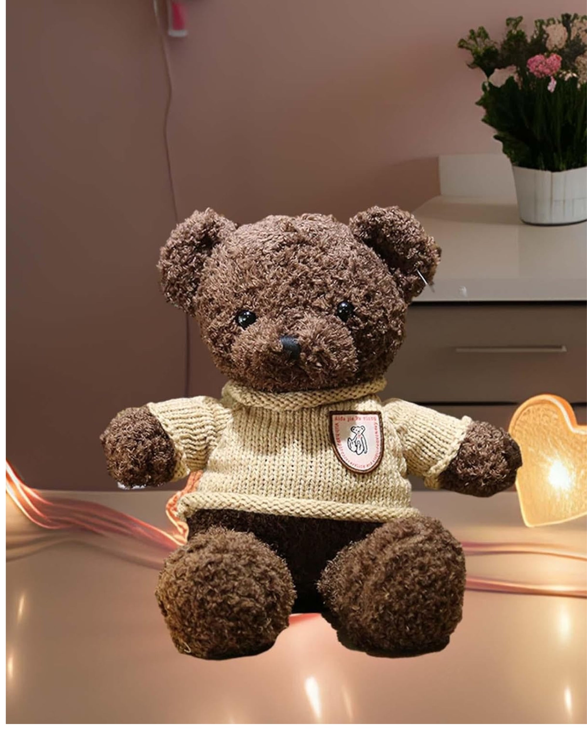 Premsons® Realistic Bear Plush Soft Toy – Soft Stuffed Animal for Kids, Adults & Baby Room Décor | Cuddly Coffee Brown Teddy Doll for Boys, Girls & Toddlers | 1 Piece
