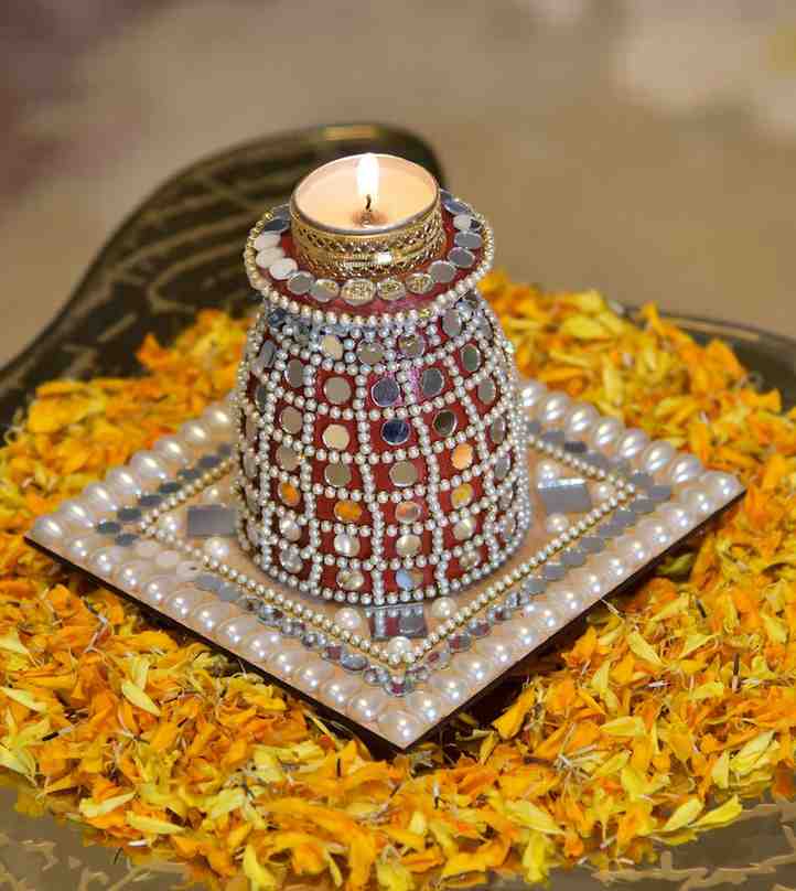 Premsons® Crystal Dome Tealight Diya Tray – Festive Candle Holder for Gifting