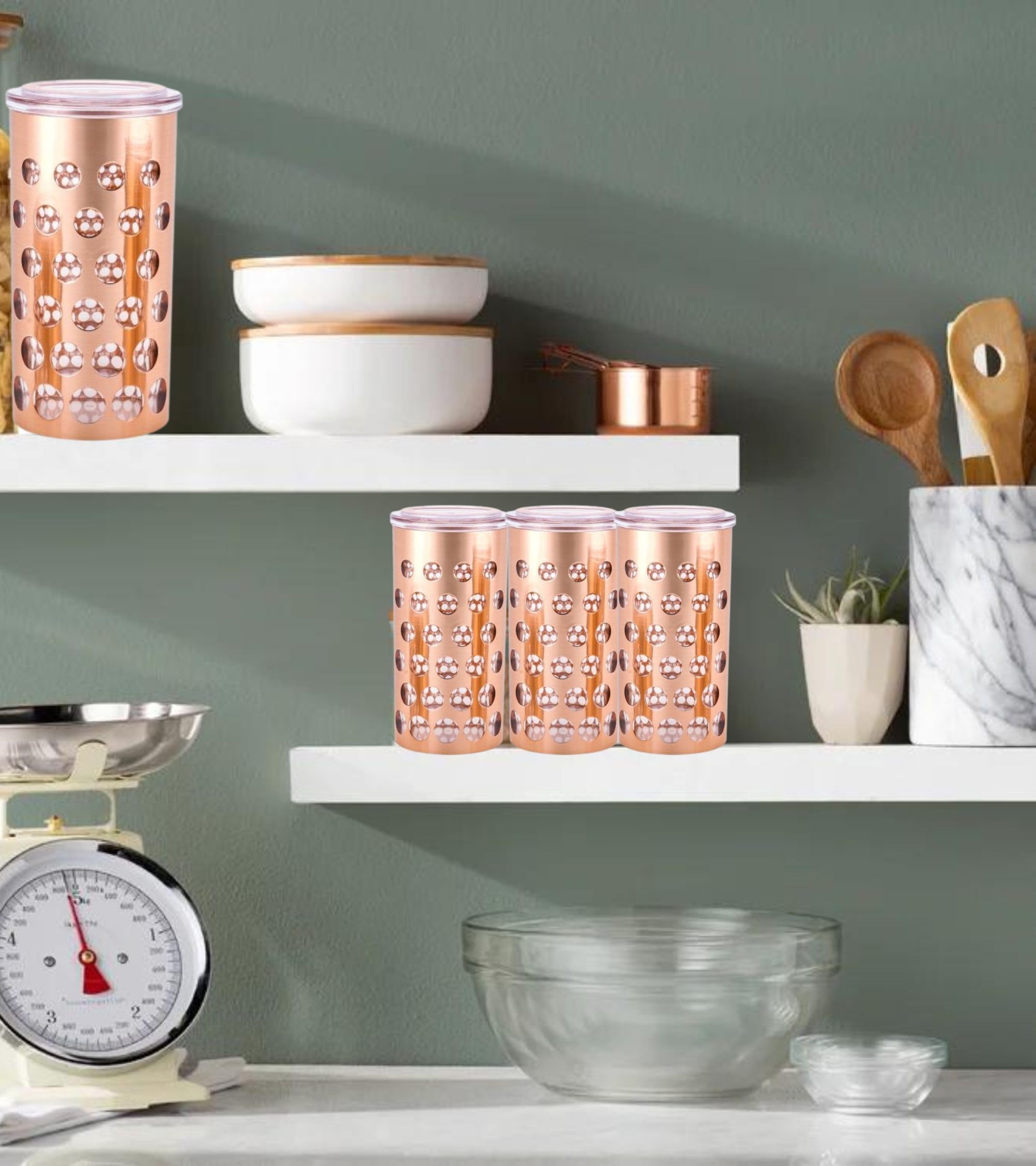 Premsons® Airtight Polka Dot Jar | Stylish Large Kitchen Storage Container for Tea, Sugar, Spices, Coffee & More
