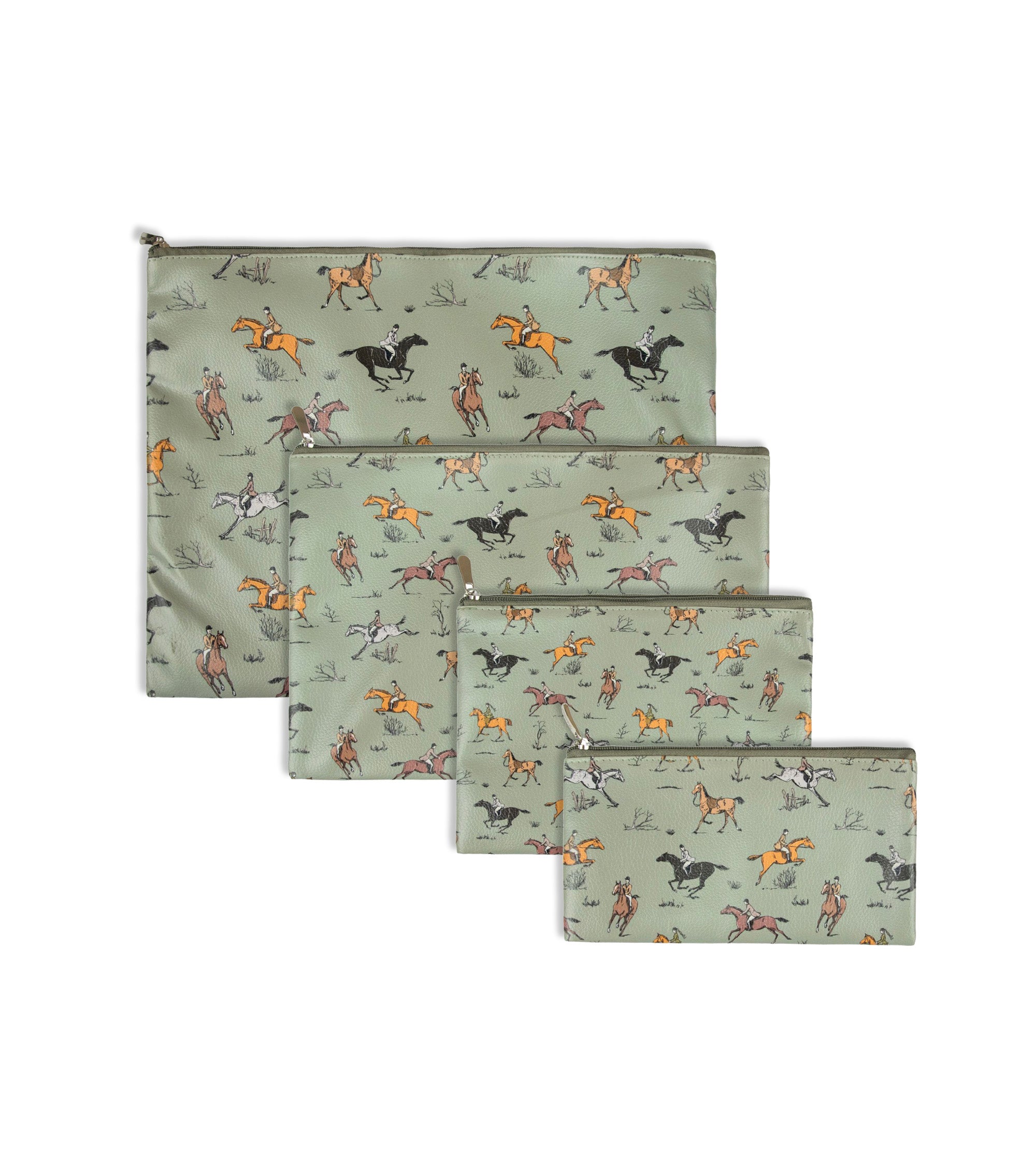 Premsons® Horse Print Pattern Leatherette Pouch | Elegant Equestrian Design, Premium Finish, Durable Material, Zip Closure, Multipurpose Storage