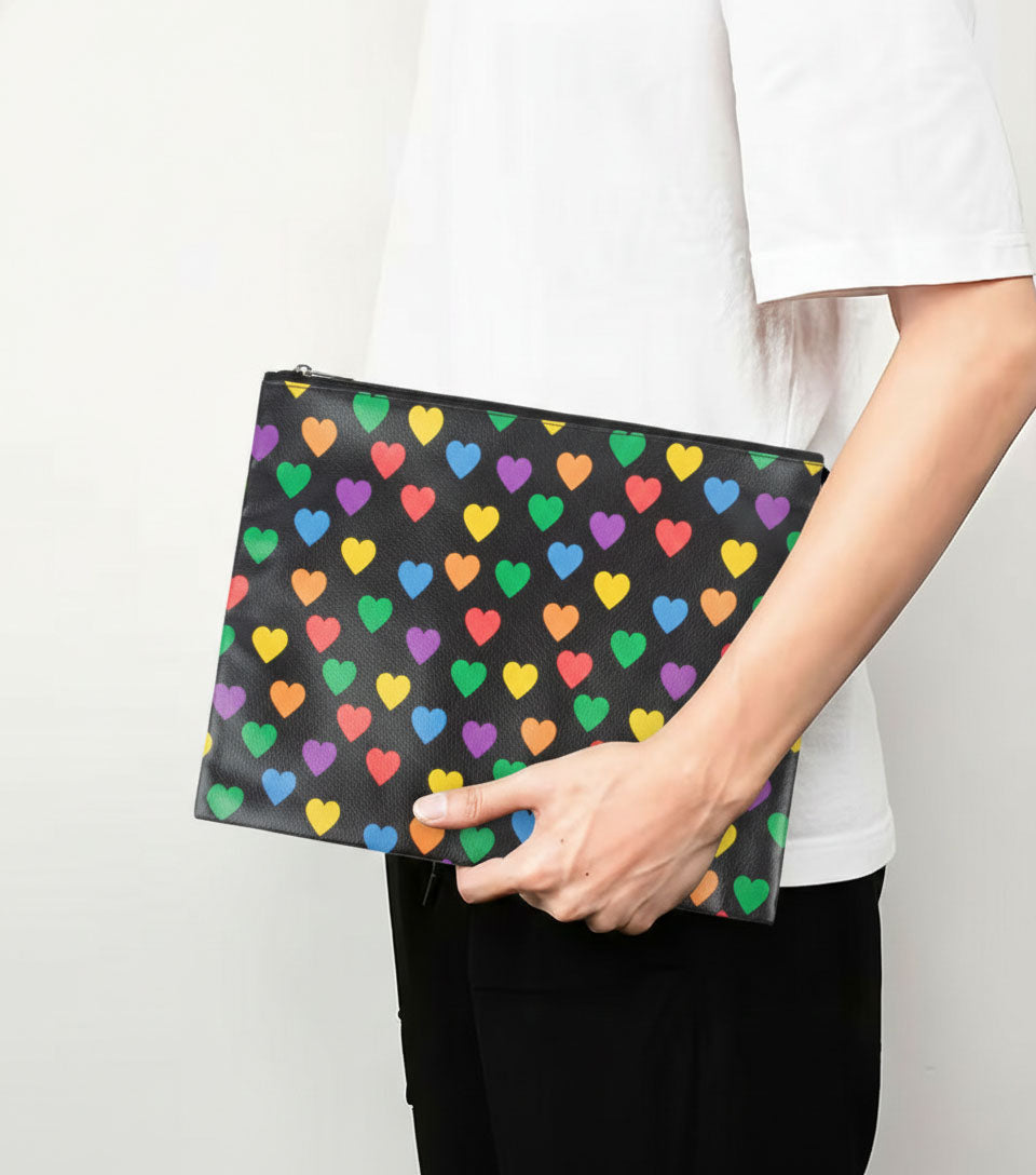 Premsons® Heart Design Leather Pouch | Elegant Romantic Pattern, Premium Finish, Durable Material, Zip Closure, Multipurpose Storage