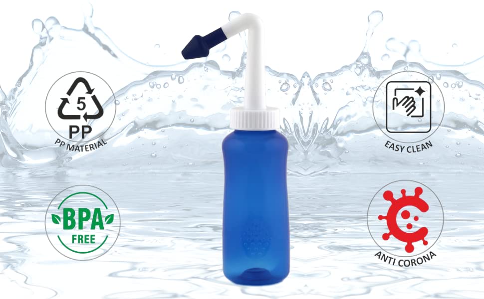 Premsons® Anti-Microbial Jal Neti Sinus Cleaner pot Includes 2 Nozzles, 40g Neti Salt For Children & Adults