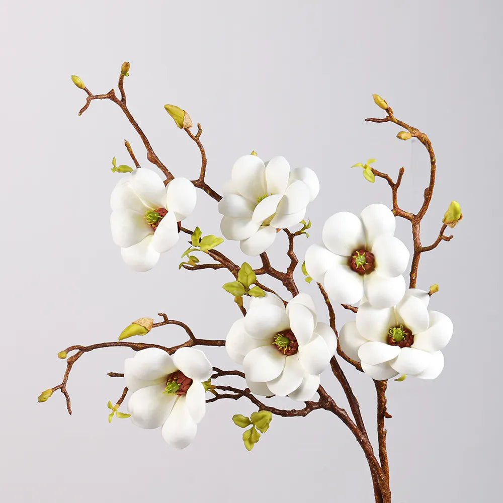 Premsons® Elegant Artificial Magnolia Flower – 1 Stem of Realistic Silk Bloom for Home Décor, Office, or Events | Long-Lasting Faux Floral Arrangement