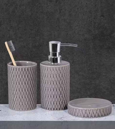 Premsons® Ceramic Bathroom Accessories Set of 3 – Dispenser, Soap Tray & Toiletries Holder