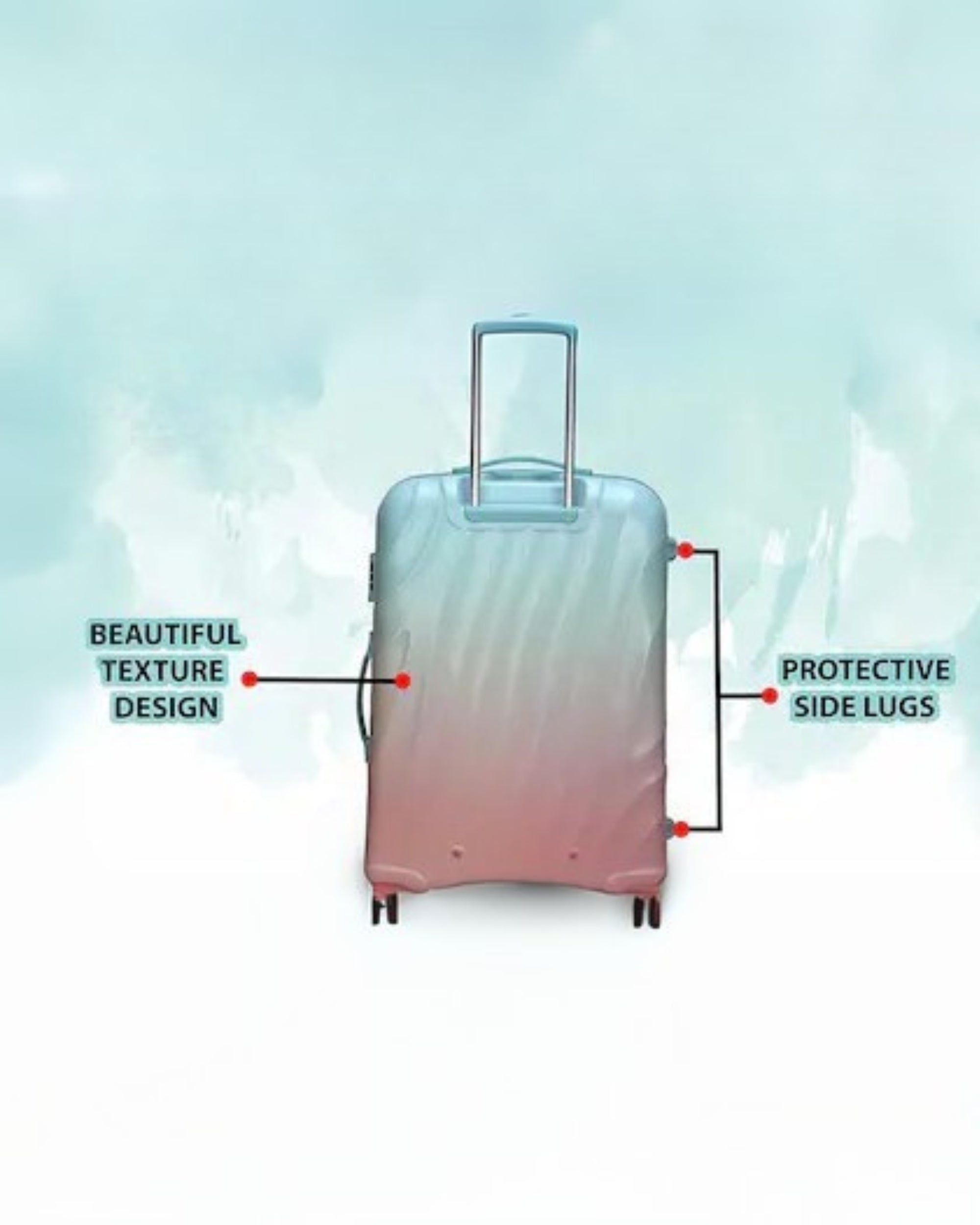 Premsons® American Rider Openskies Polycarbonate Trolley Bag – Dual Tone Orange & Aqua | Lightweight, Durable & Flexible Hard-Sided Luggage with 360° Wheels