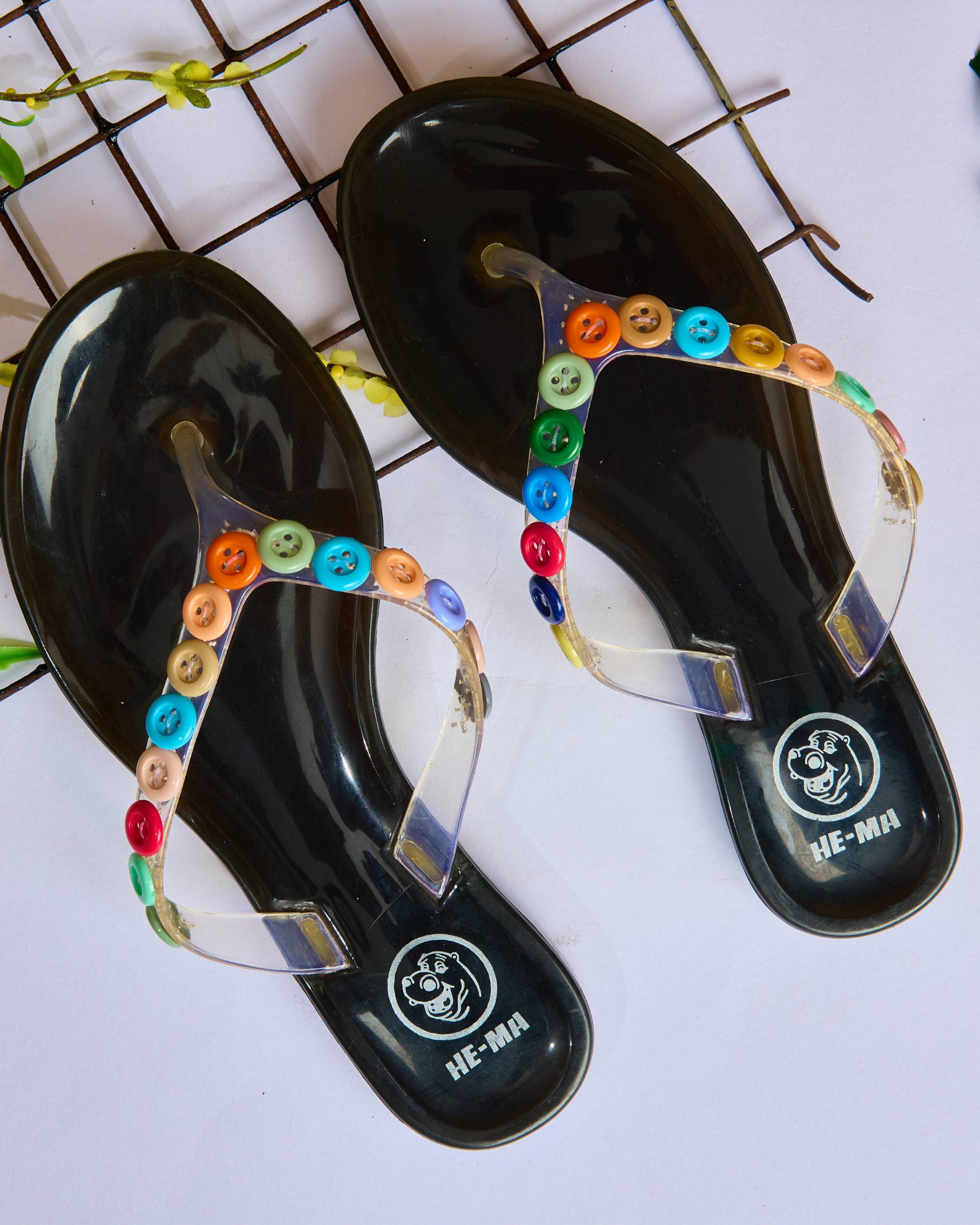 Premsons® Girls Fancy Slippers with Rainbow Button - Stylish Sandals for Kids | Comfortable & Durable Footwear | Cute Dailywear Sandals for Girls
