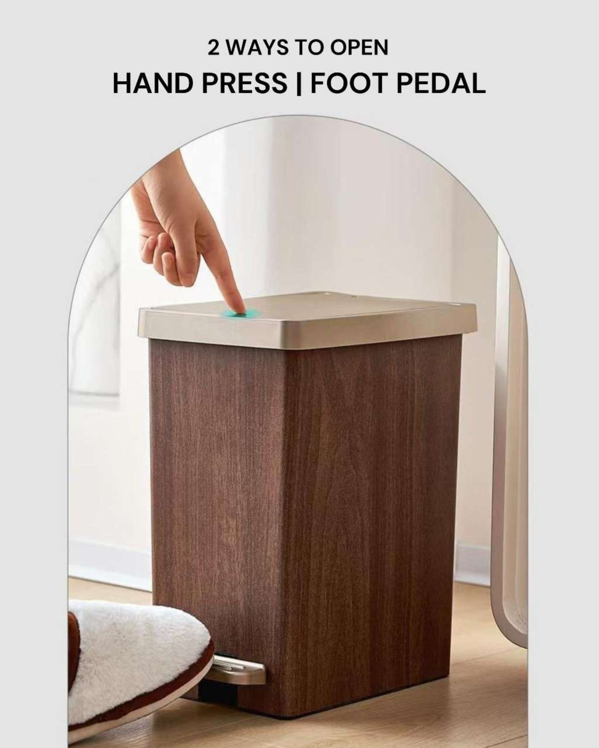 Premsons® Rectangular Dustbin – Stylish Wood Effect Garbage Bin for Home, Office & Bathroom Waste Disposal