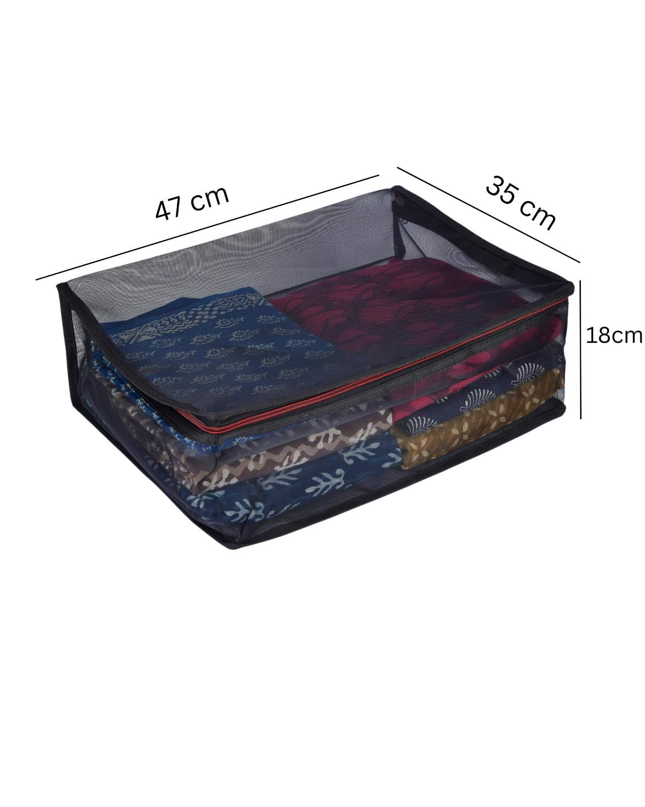 Premsons® Saree Cover Net with Zip – Foldable & Durable Wardrobe Storage Organizer – Dust & Moisture Protection for Sarees – Pack of 2 – Black