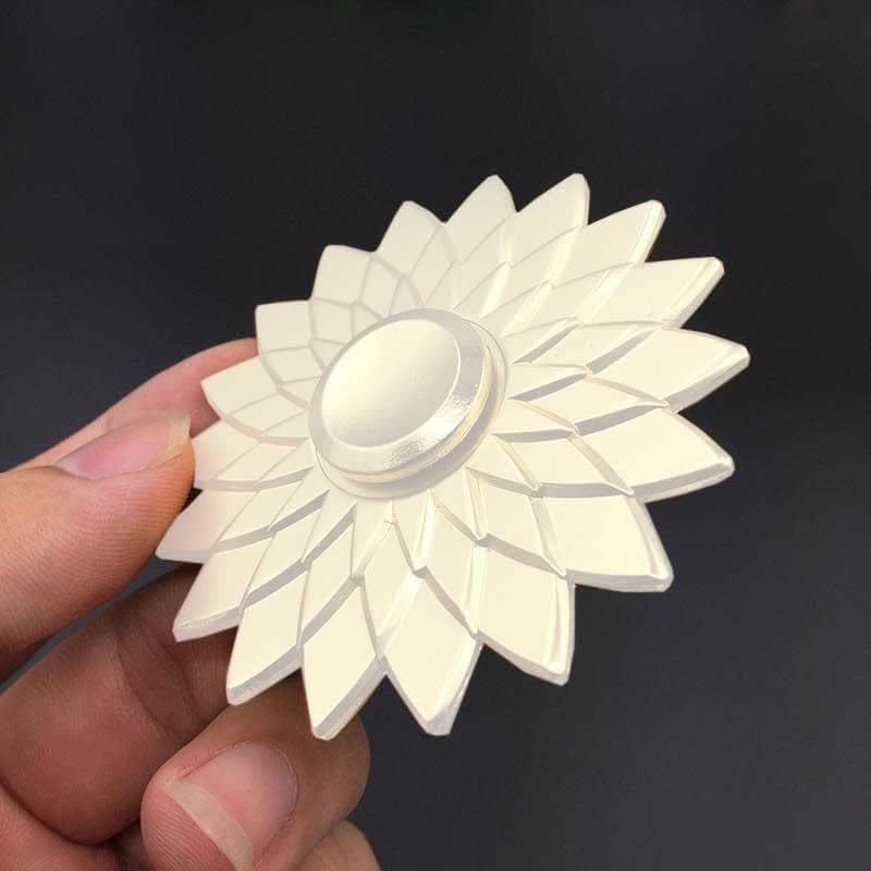Premsons® Hand Spinner Desk Toy - High Speed Smooth Finger Spin Sensory Fidget Stress Relief Game Play for Kids & Adults - Birthday Party Gift - Metal - White Lotus