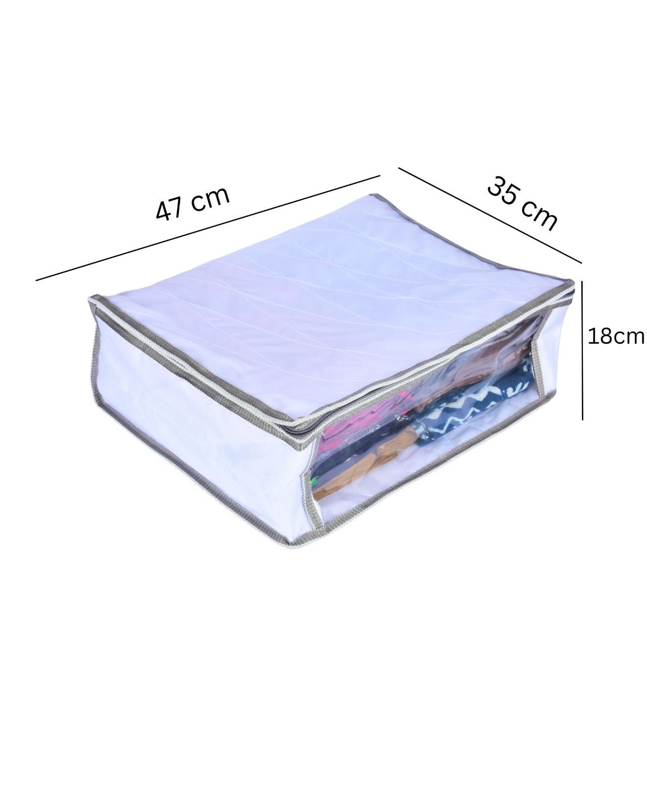Premsons® Double-Layer Saree Cover with Zip | Durable & Foldable Storage Organizer for Wardrobe | Protects from Dust & Moisture | Pack of 2 | White and Grey