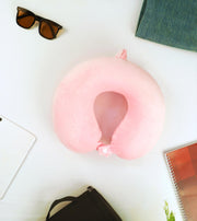 Cushy® Travel Neck Pillow with 360-Degree Head Support - Memory Foam Luxury Soft Pillow for Sleeping Rest - Home Travel Airplane Car - Plain, Pink
