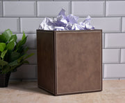 Premsons® Faux Leather Dustbin - Stylish & Durable Waste Bin for Home, Office, & Bedroom - Two Tone Square - Brown + Dark Brown - 5 Litres