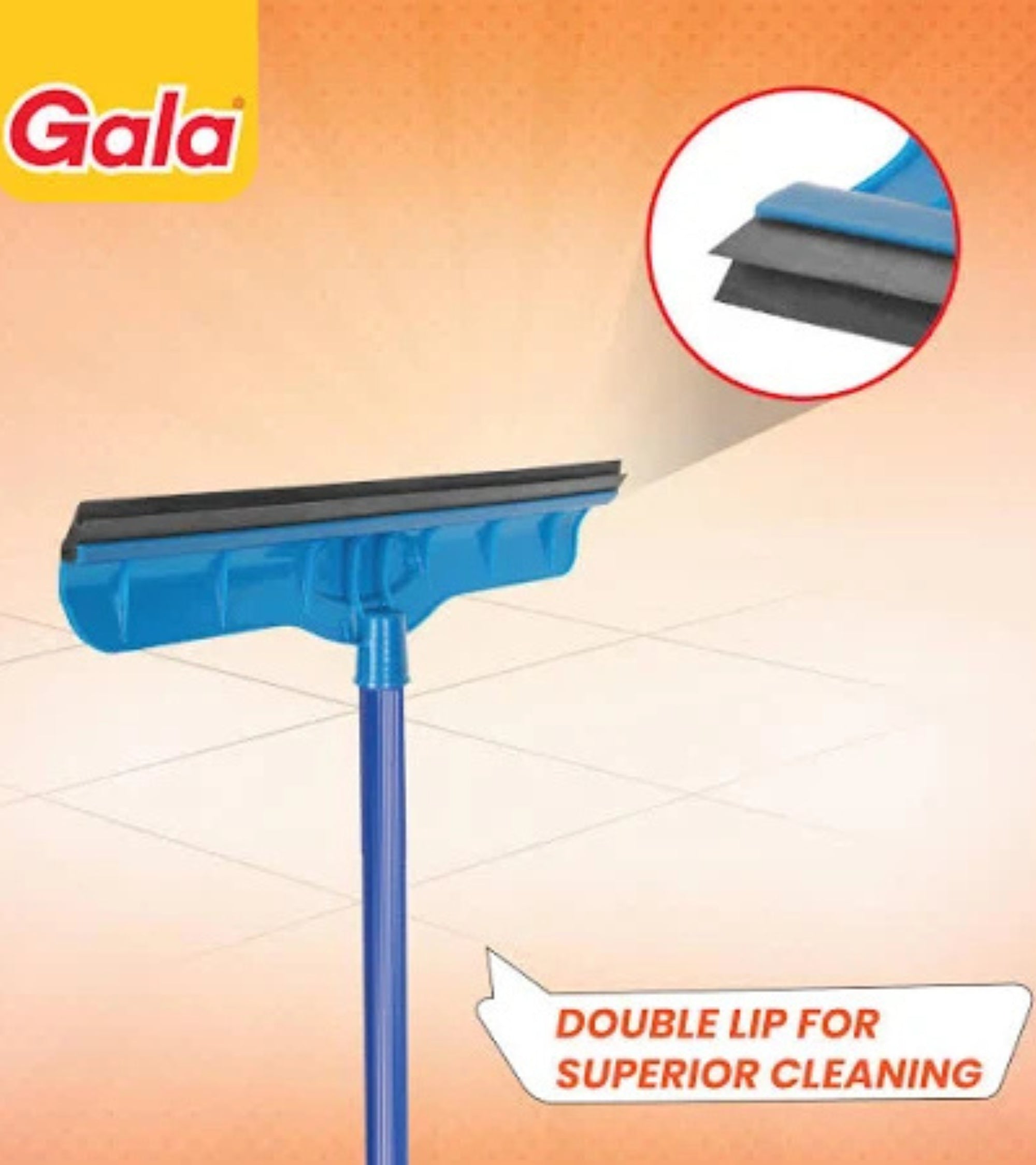 Premsons® Gala Double Lip Wiper – Heavy-Duty Twin Blade Floor Wiper for Efficient Wet Surface Cleaning | Ergonomic Handle for Home & Commercial Use