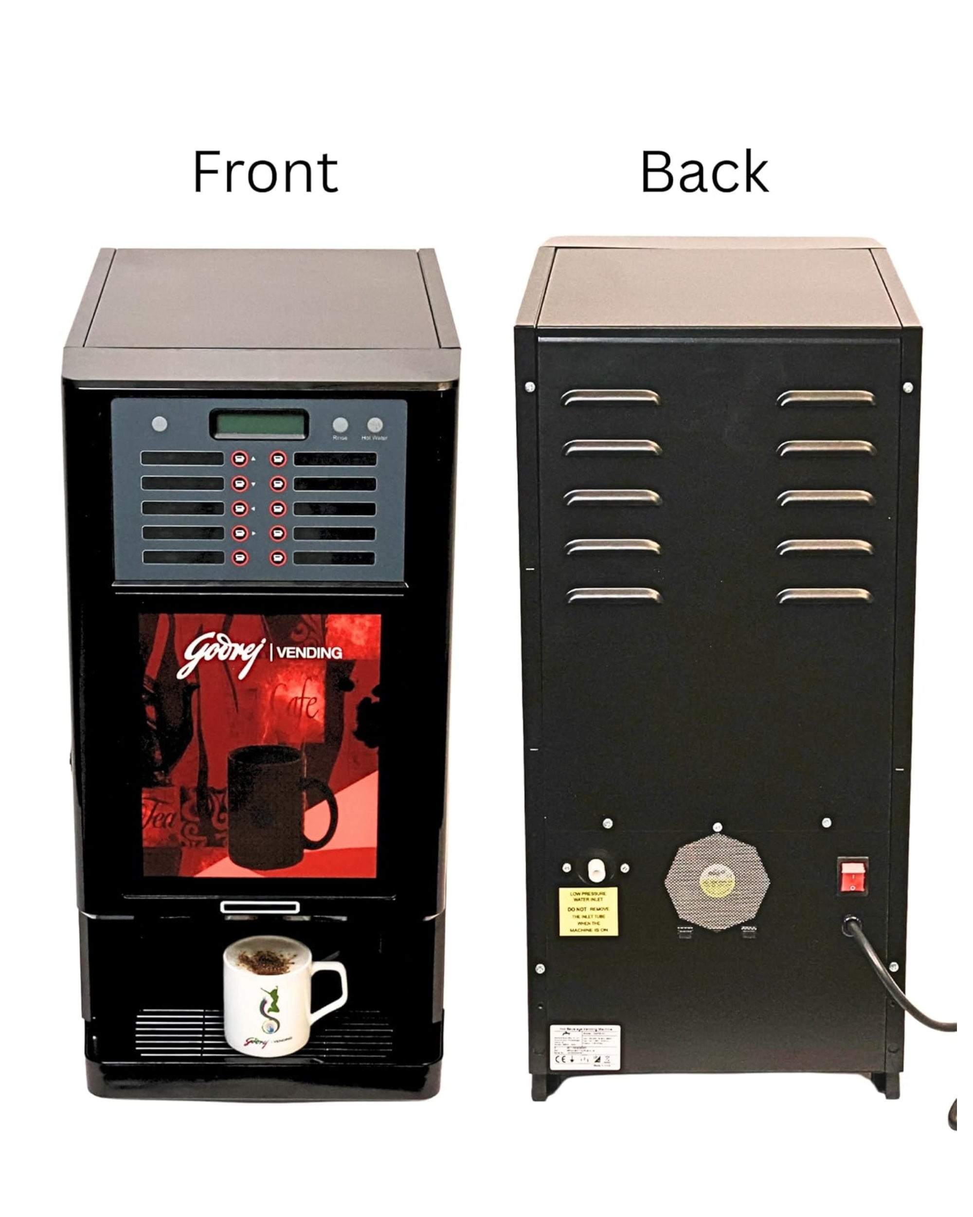 GODREJ VENDING Smart Taurus Coffee & Tea Vending Machine – 4 Canisters | Instant Premix Dispenser for Home & Office | Customizable Hot Beverages