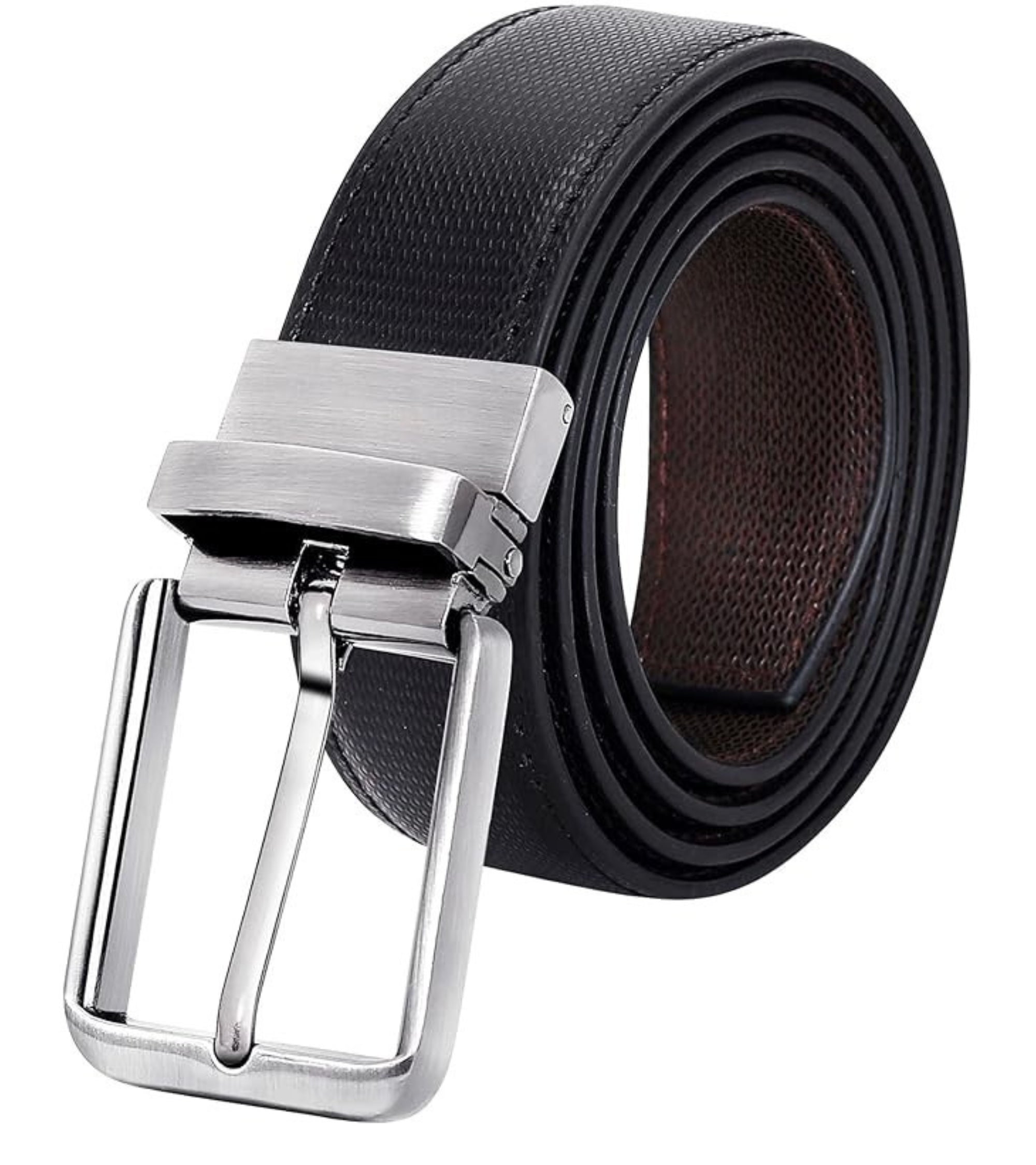 Premsons® Genuine Leather Black & Brown Reversible Belt for Men – Stylish Formal & Casual Wear with Premium Metal Buckle – Size 42