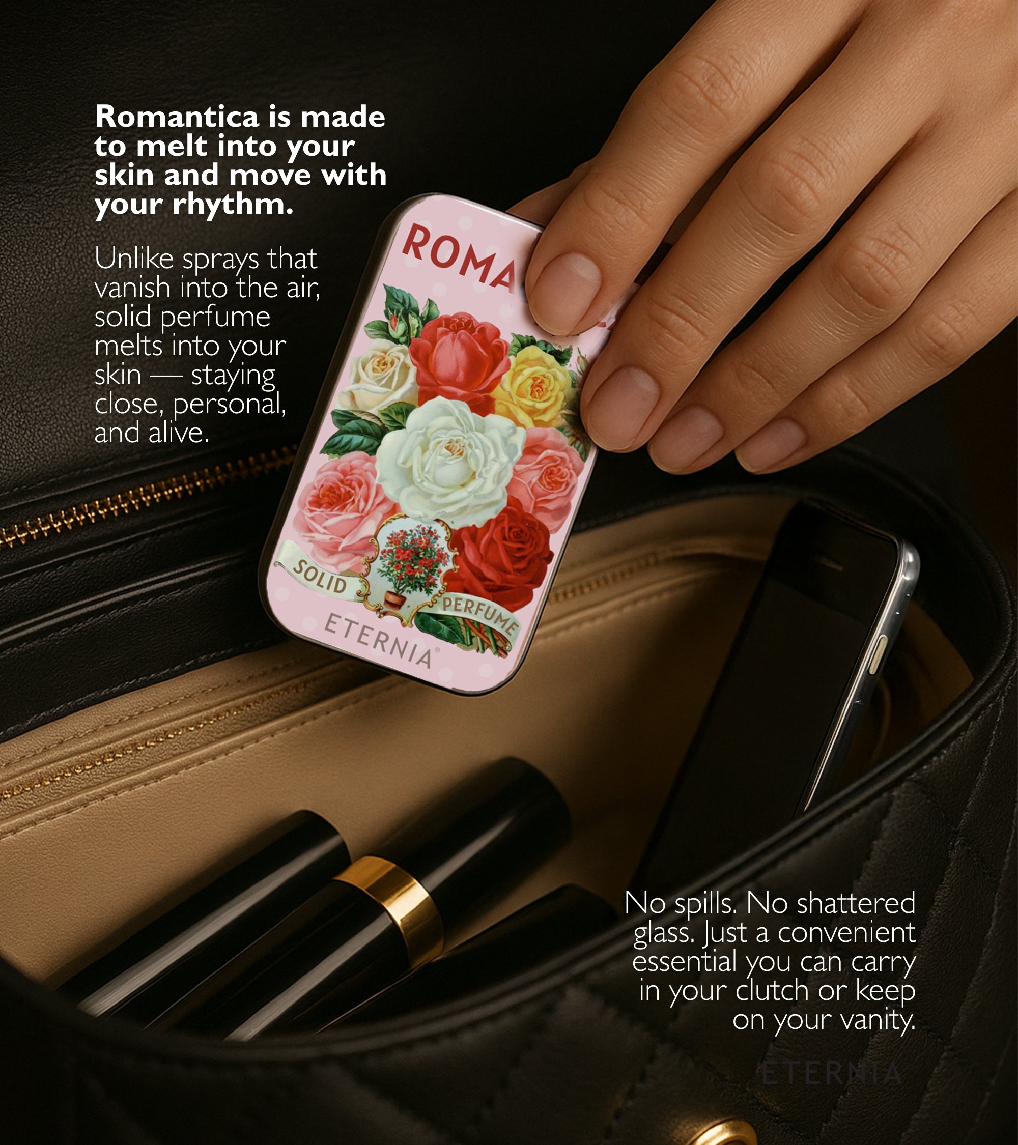 Eternia® Romantica Solid Perfume – Pack of 3 Long-Lasting Floral Balm Fragrances for Women | Travel-Friendly & Pocket-Sized