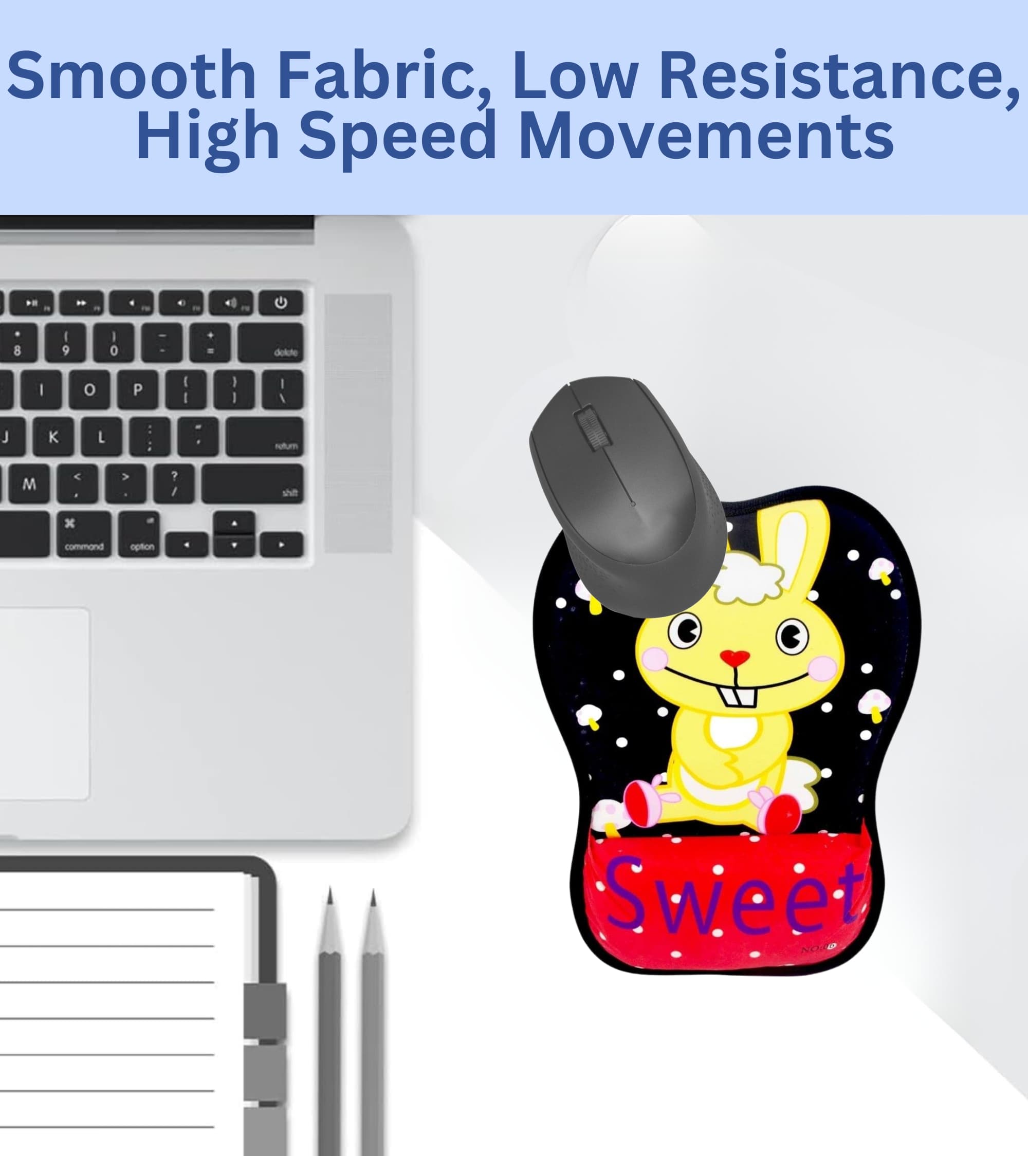 Premsons® Rabbit Mouse Pad with Wrist Support, Ergonomic Gaming Mouse Pad Pain Relief, Portable Comfortable Mousepad for Computer, Laptop, Office & Home