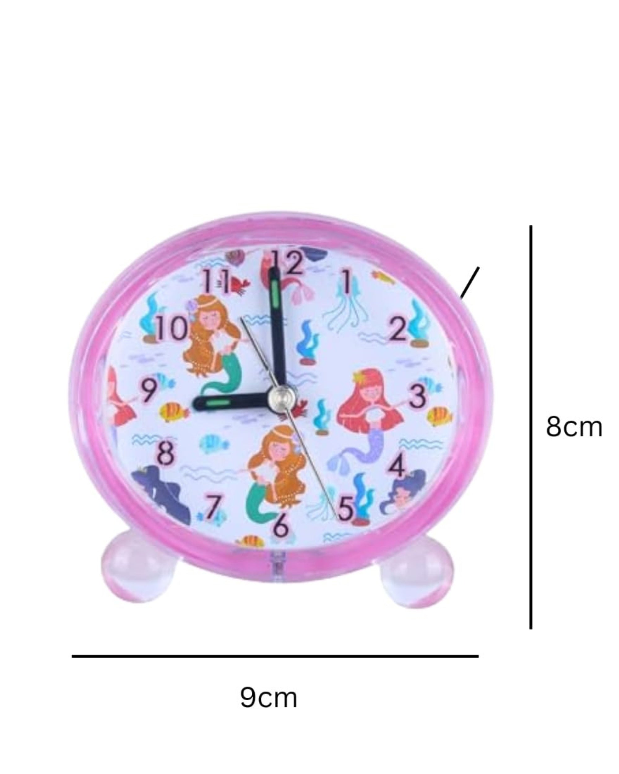 Premsons® Table Clock for Kids - Girls Bedroom Beep Alarm Clock - Loud Bell Alarm for Children Study Table - Bed Watch for Heavy Sleepers - Mermaid Design - Oval Shape - Assorted Colours