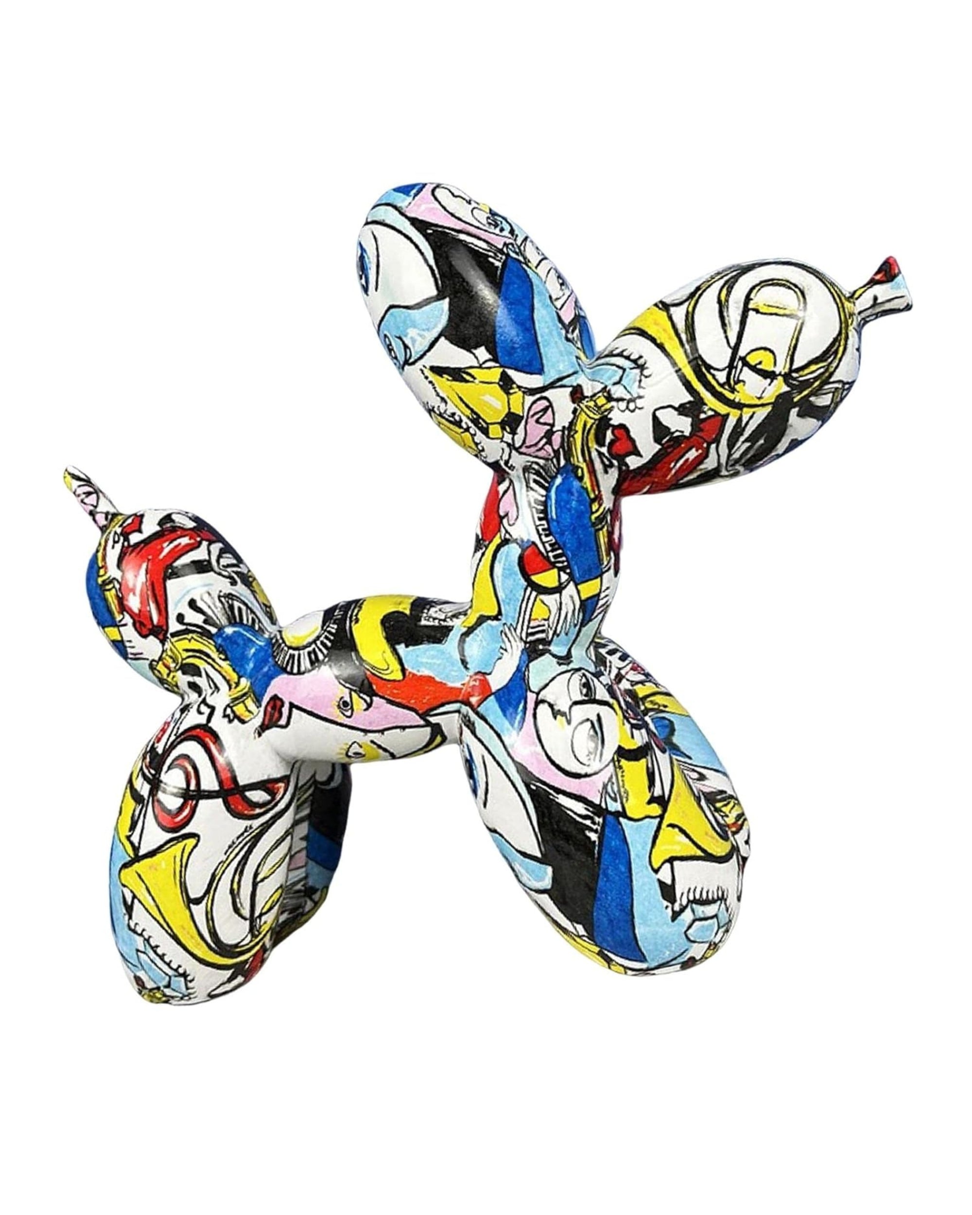 Premsons® Abstract Balloon Dog Sculpture – Multicolor Graffiti-Inspired Modern Art Resin Showpiece for Home, Office & Studio Decor