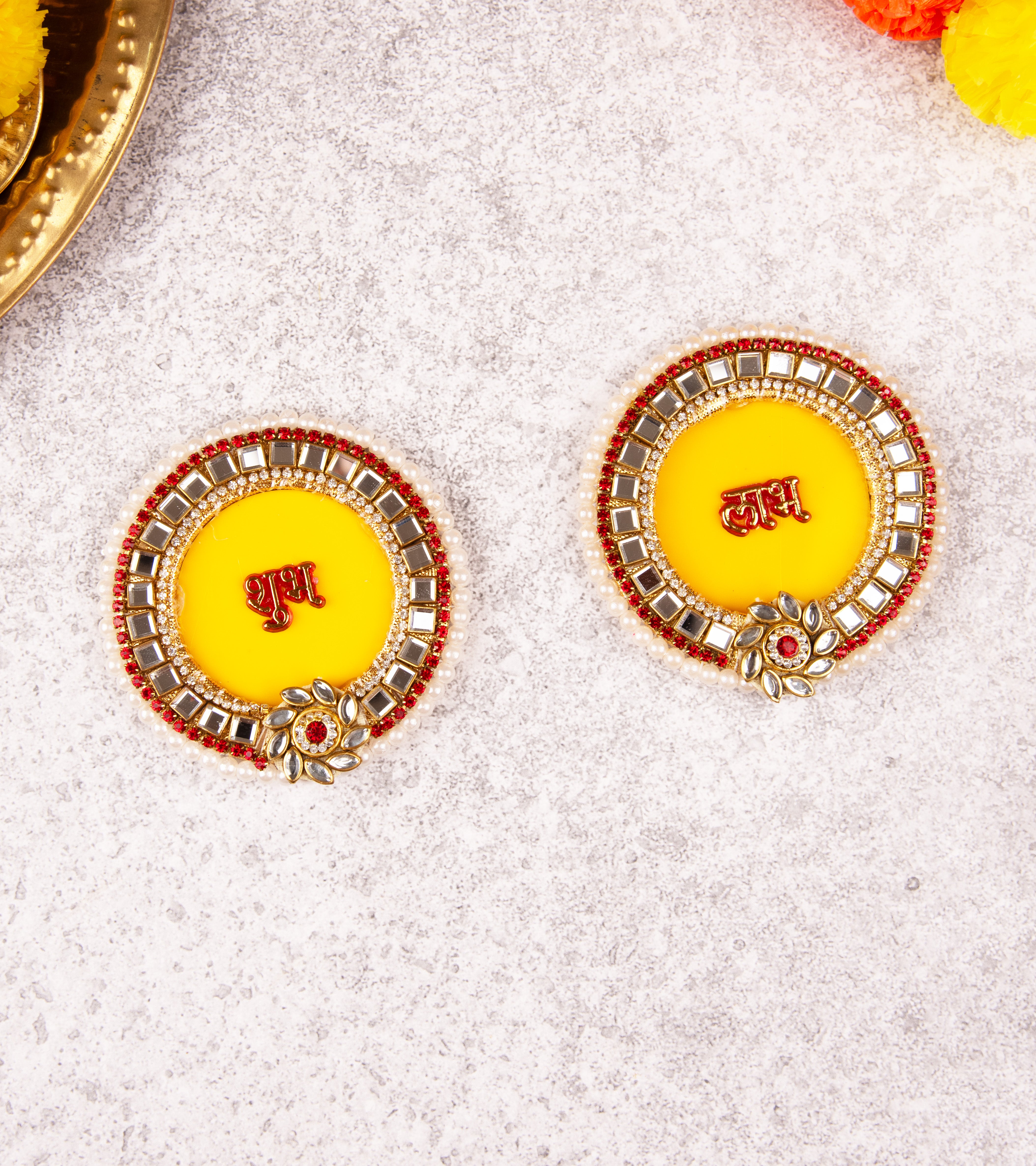Premsons® Acrylic Shubh Labh Sticker with Decorative Beads – Elegant Wall & Door Décor for Pooja, Diwali & Festive Home Celebration