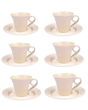 Premsons® Ceramic Coffee Cup with Saucer – Elegant Tea/Coffee Mug Set for Home & Office | Stylish Daily Use Cup Set – Set of 6