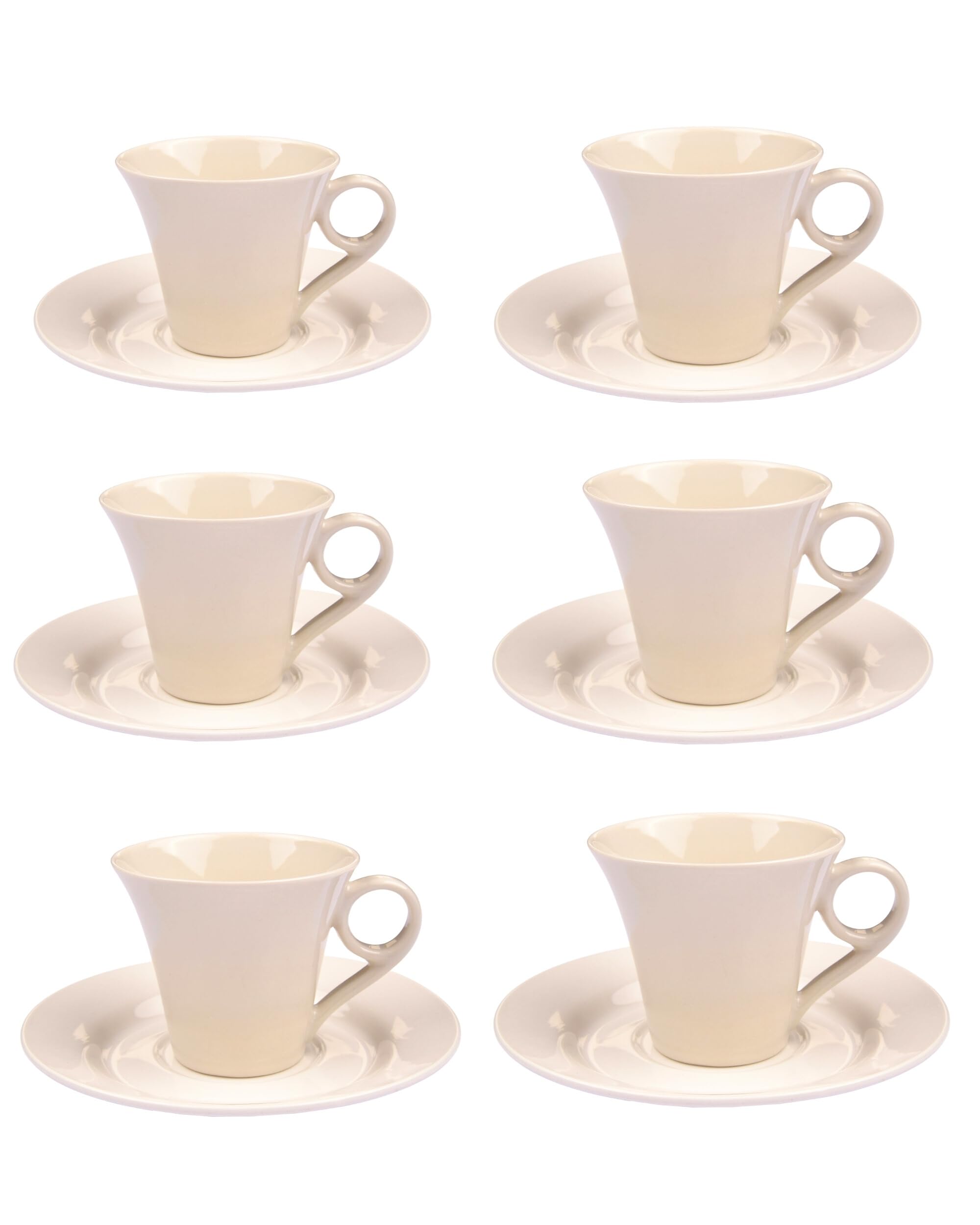 Premsons® Ceramic Coffee Cup with Saucer – Elegant Tea/Coffee Mug Set for Home & Office | Stylish Daily Use Cup Set – Set of 6