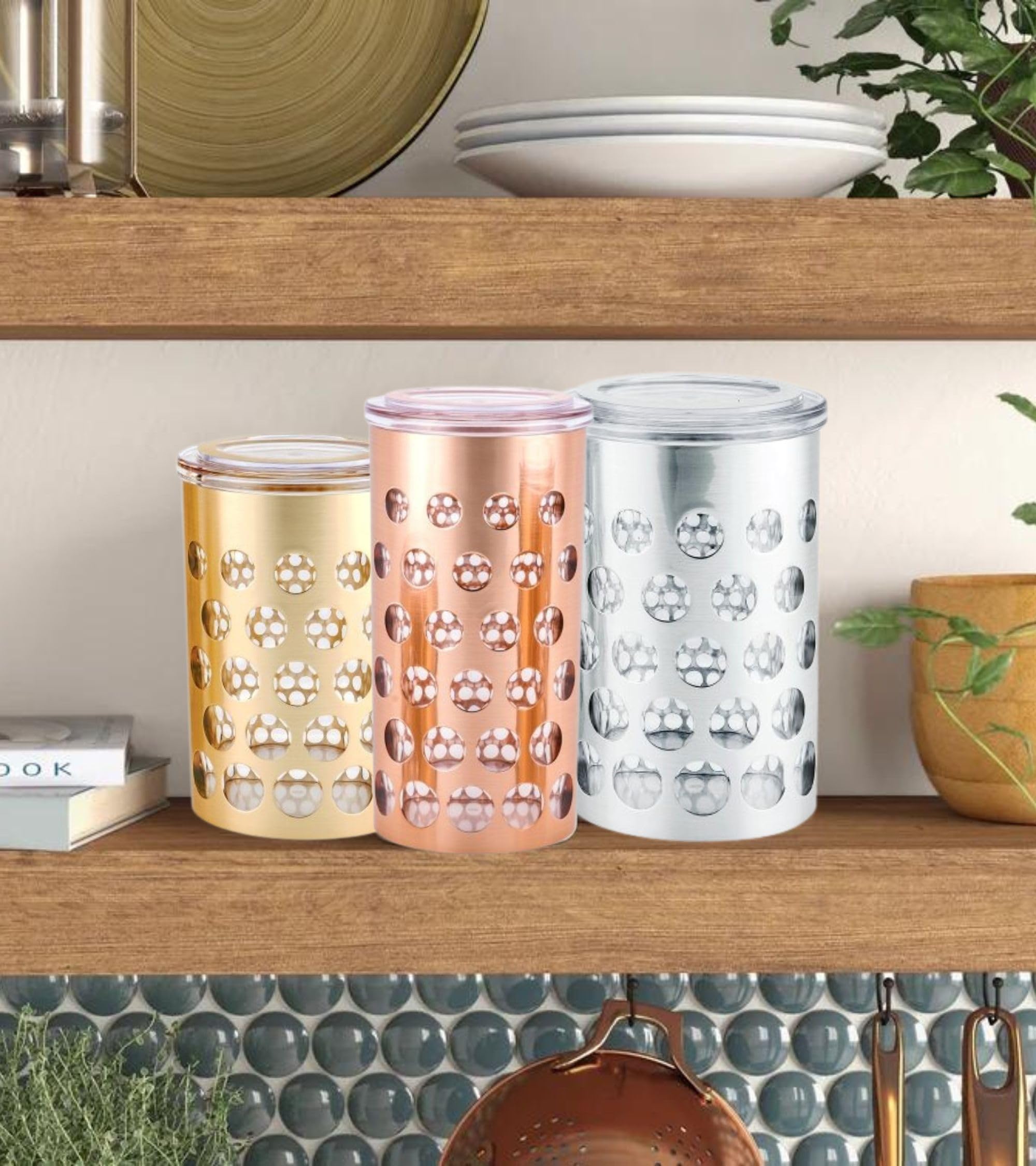 Premsons® Airtight Polka Dot Jar | Stylish Large Kitchen Storage Container for Tea, Sugar, Spices, Coffee & More