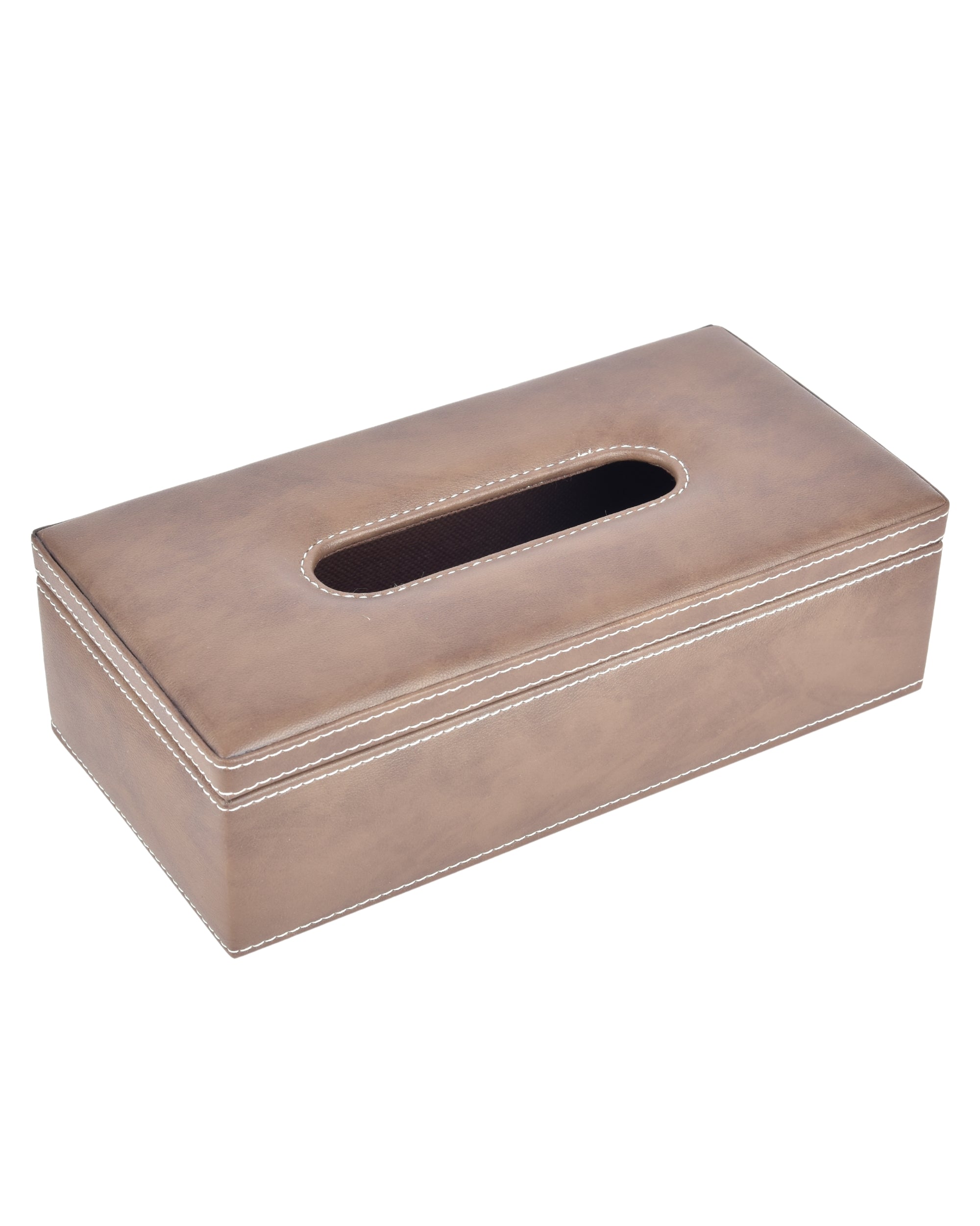 Premsons® Classic Rectangular Tissue Holder – Elegant Leatherette Tissue Box for Home, Office & Car – Stylish, Durable & Functional Tissue Dispenser for Everyday Use(Light Brown)